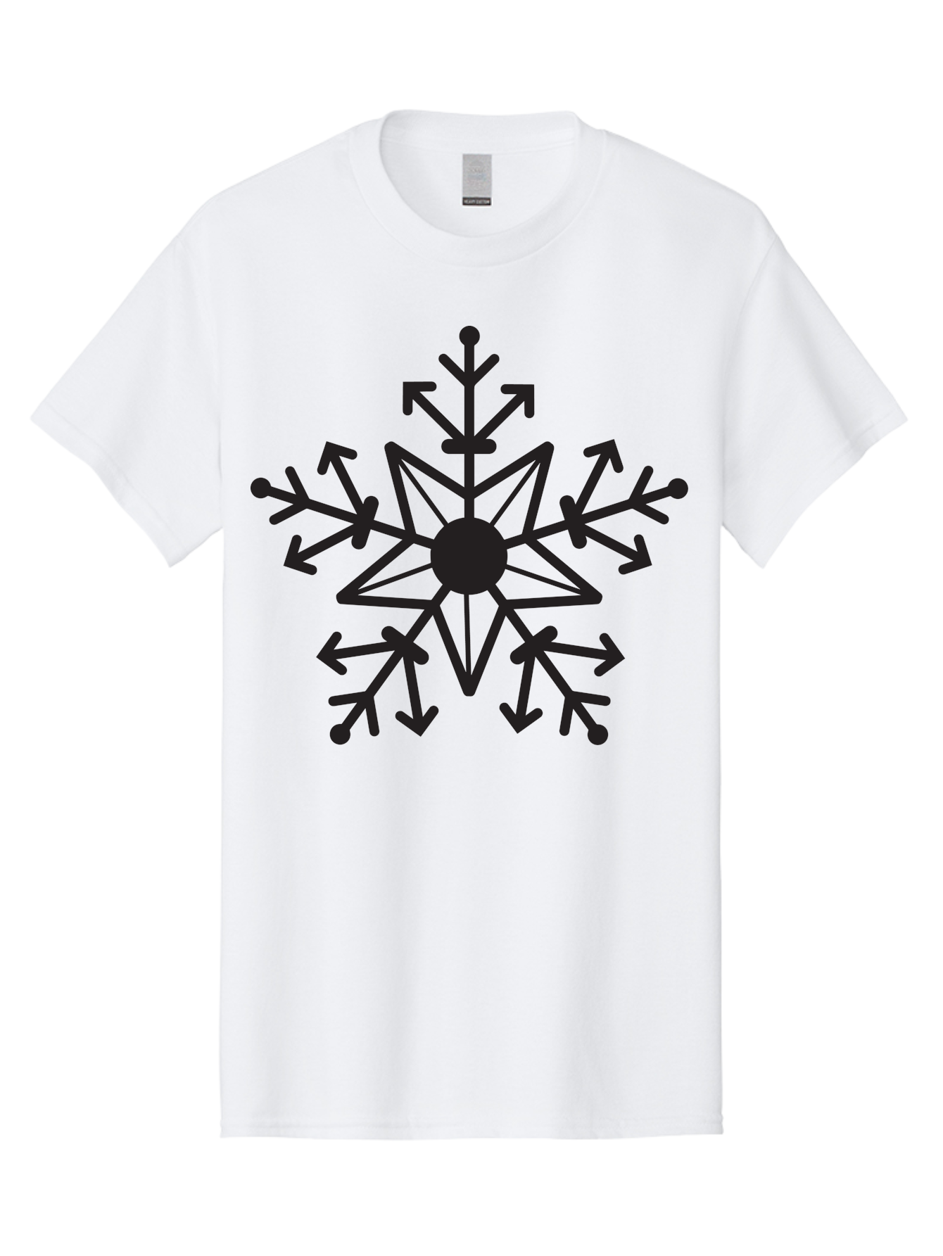 Snowflake-1 Men'S Graphic Tee, 100% Cotton, Comfortable Casual Summer Wear, Machine Washable, Snowflake Design, Arrow Pattern, Symmetrical Shape, Geometric Figure, Abstract Art, Black And Green, Intricate Details, Frosty Feel, Winter Theme Aad167 25