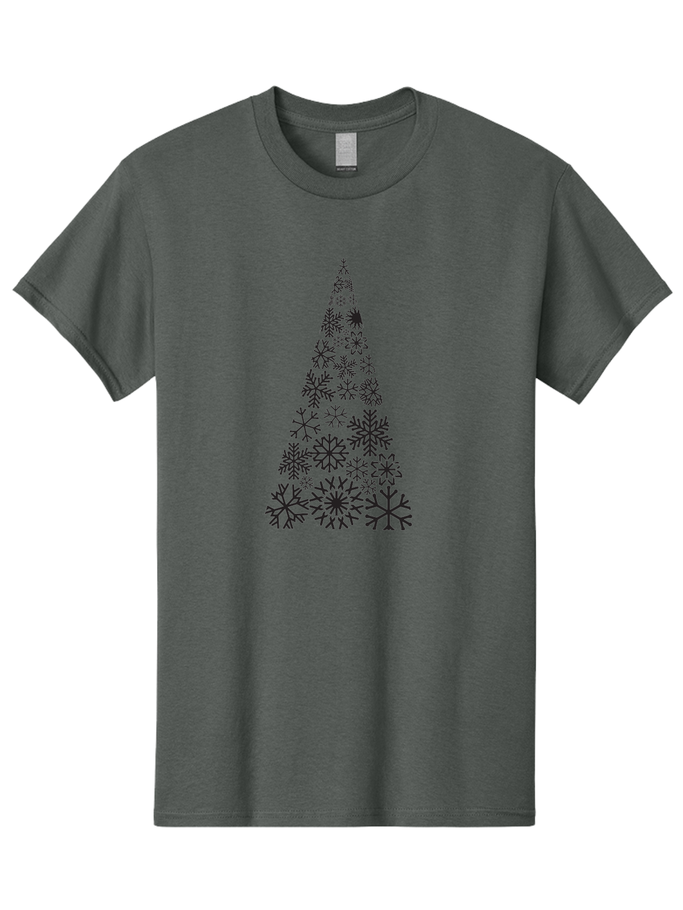 Snowflakes-Christmas-Tree Men'S Graphic Tee, 100% Cotton, Comfortable Casual Summer Wear, Machine Washable, Snowflake Christmas Tree, Festive Design, Winter Wonderland, Holiday Graphics, Seasonal Decor, Christmas Tree Silhouette, Snowflakes, Aad175 25