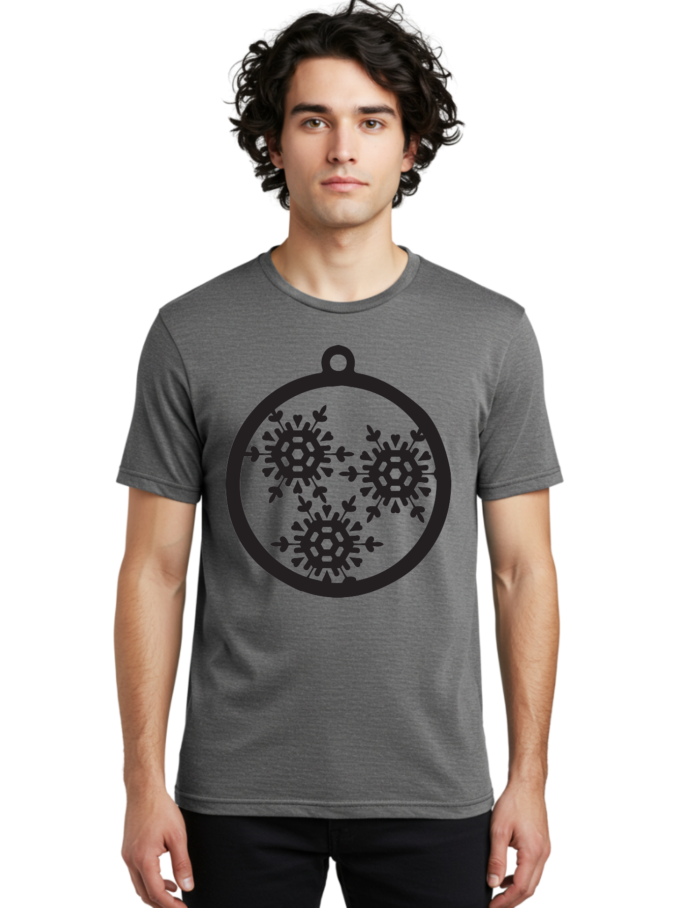 Snowflakes-Ornament-1 Men'S Graphic Tee, 100% Cotton, Comfortable Casual Summer Wear, Machine Washable, Snowflakes In Ornament, Winter Decorations, Festive Designs, Holiday Ornaments, Christmas Decor, Snowy Themes, Decorative Cutouts, Aad176 8