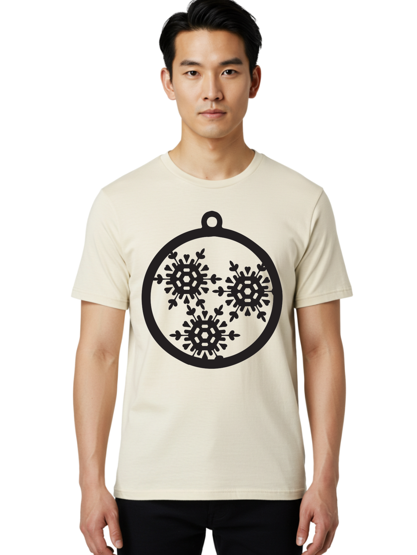 Snowflakes-Ornament-1 Men'S Graphic Tee, 100% Cotton, Comfortable Casual Summer Wear, Machine Washable, Snowflakes In Ornament, Winter Decorations, Festive Designs, Holiday Ornaments, Christmas Decor, Snowy Themes, Decorative Cutouts, Aad176 30