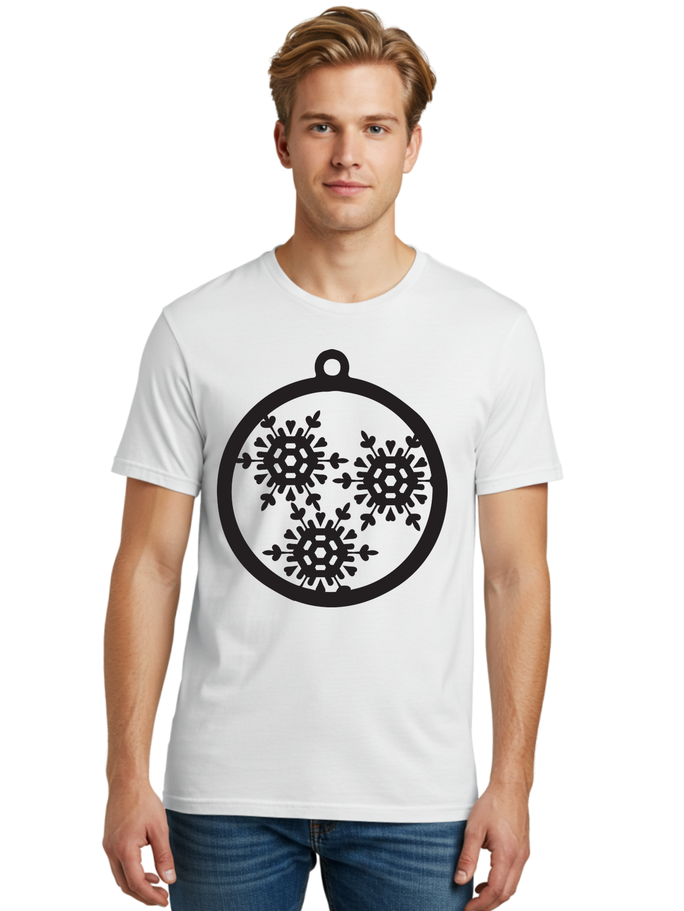 Snowflakes-Ornament-1 Men'S Graphic Tee, 100% Cotton, Comfortable Casual Summer Wear, Machine Washable, Snowflakes In Ornament, Winter Decorations, Festive Designs, Holiday Ornaments, Christmas Decor, Snowy Themes, Decorative Cutouts, Aad176 16