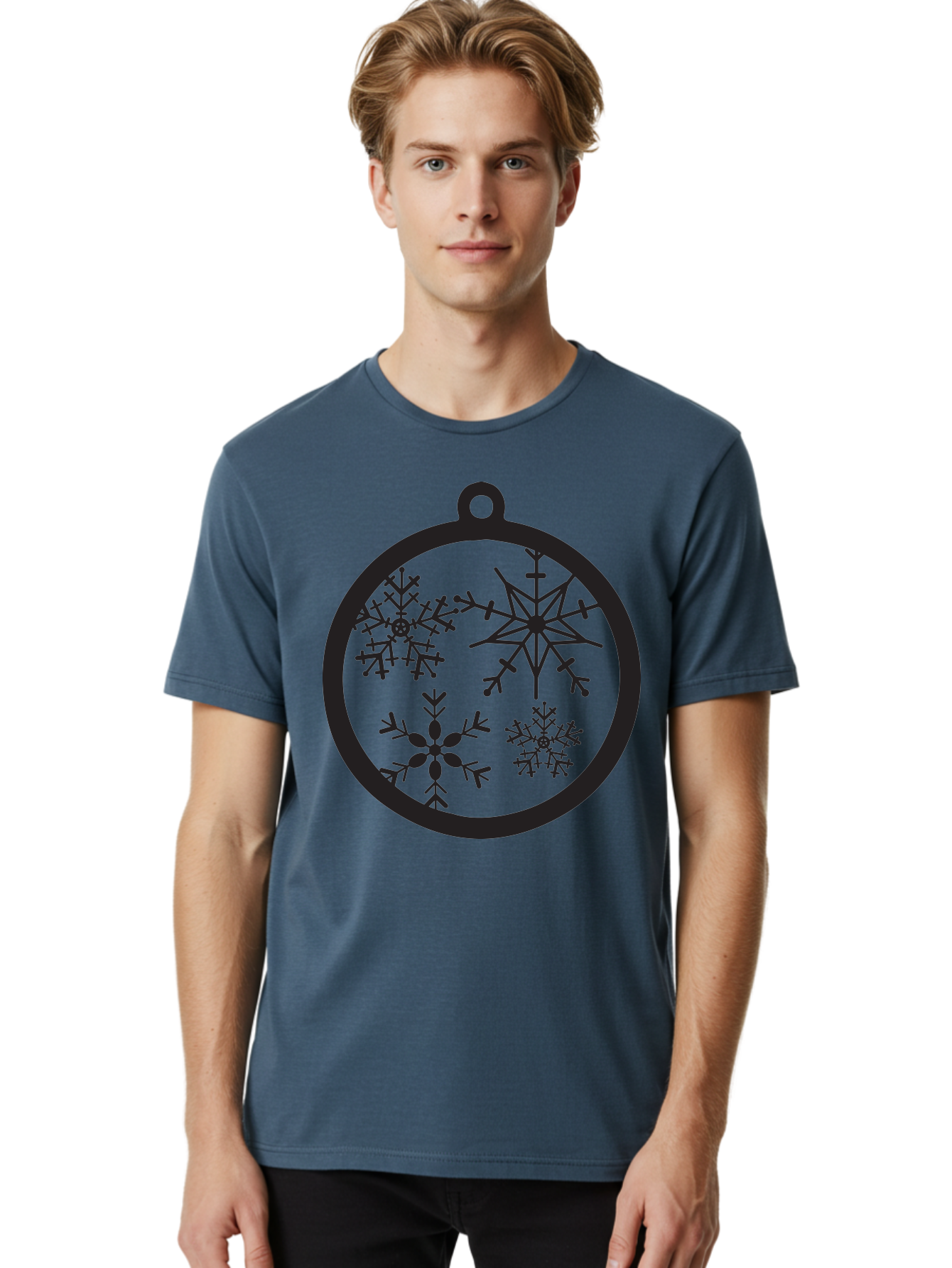 Snowflakes-Ornament-2 Men'S Graphic Tee, 100% Cotton, Comfortable Casual Summer Wear, Machine Washable, Snowflakes, Winter Decoration, Christmas Ornament, Festive Design, Holiday Decor, Black Silhouette, Intricate Patterns, Snowflake Art, Aad177 12