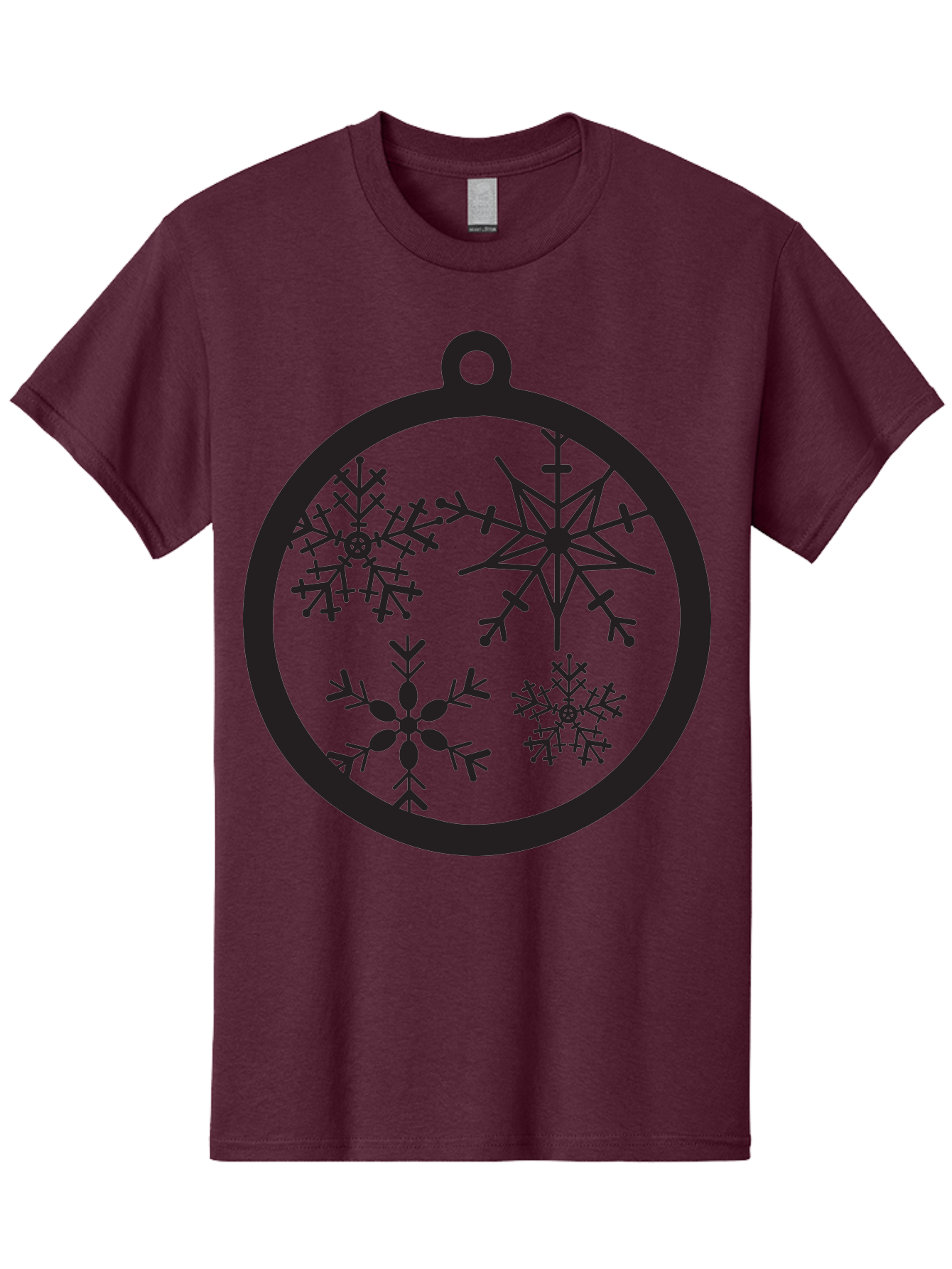 Snowflakes-Ornament-2 Men'S Graphic Tee, 100% Cotton, Comfortable Casual Summer Wear, Machine Washable, Snowflakes, Winter Decoration, Christmas Ornament, Festive Design, Holiday Decor, Black Silhouette, Intricate Patterns, Snowflake Art, Aad177 3