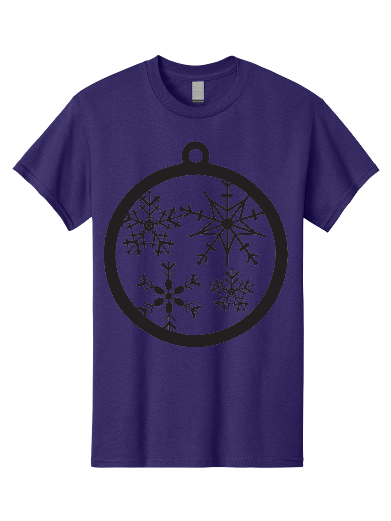 Snowflakes-Ornament-2 Men'S Graphic Tee, 100% Cotton, Comfortable Casual Summer Wear, Machine Washable, Snowflakes, Winter Decoration, Christmas Ornament, Festive Design, Holiday Decor, Black Silhouette, Intricate Patterns, Snowflake Art, Aad177 5