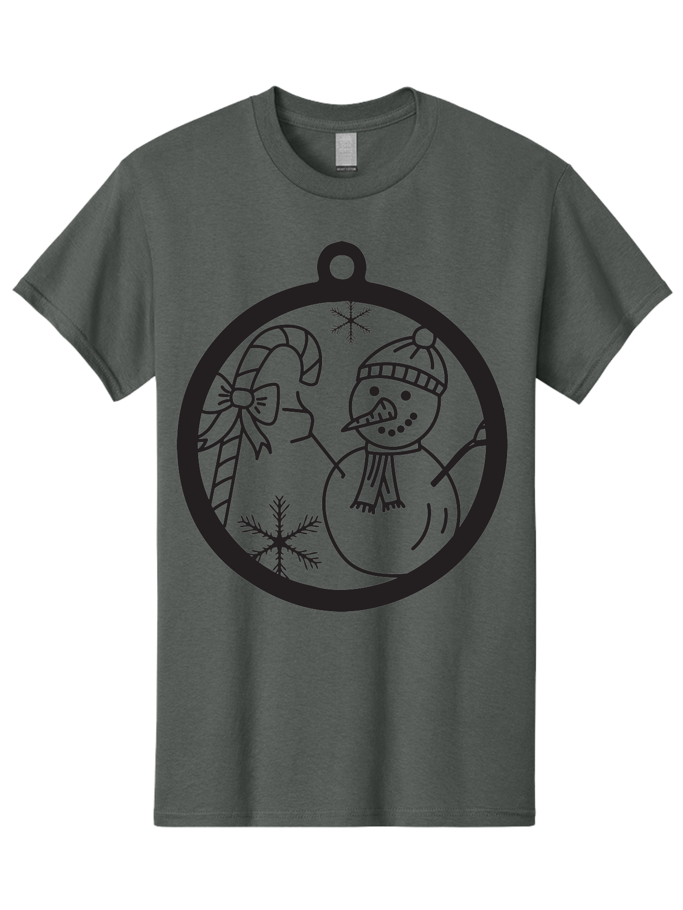 Snowman-Ornament Men'S Graphic Tee, 100% Cotton, Comfortable Casual Summer Wear, Machine Washable, Snowman Holding Candy Cane, Snowman Ornament, Christmas Decoration, Winter Wonderland, Festive Design, Holiday Cheer, Snowflakes Aad180 17