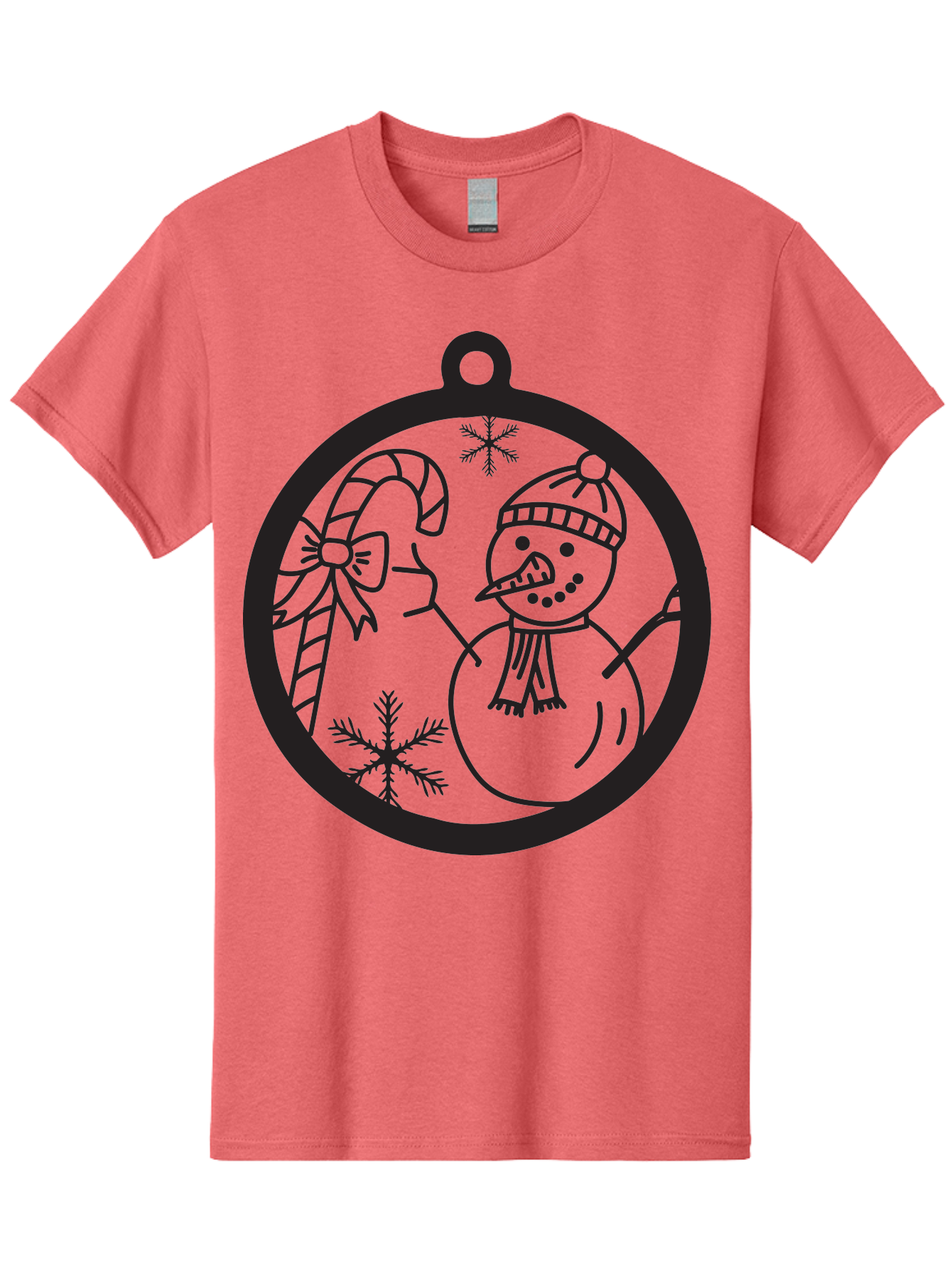 Snowman-Ornament Men'S Graphic Tee, 100% Cotton, Comfortable Casual Summer Wear, Machine Washable, Snowman Holding Candy Cane, Snowman Ornament, Christmas Decoration, Winter Wonderland, Festive Design, Holiday Cheer, Snowflakes Aad180 11