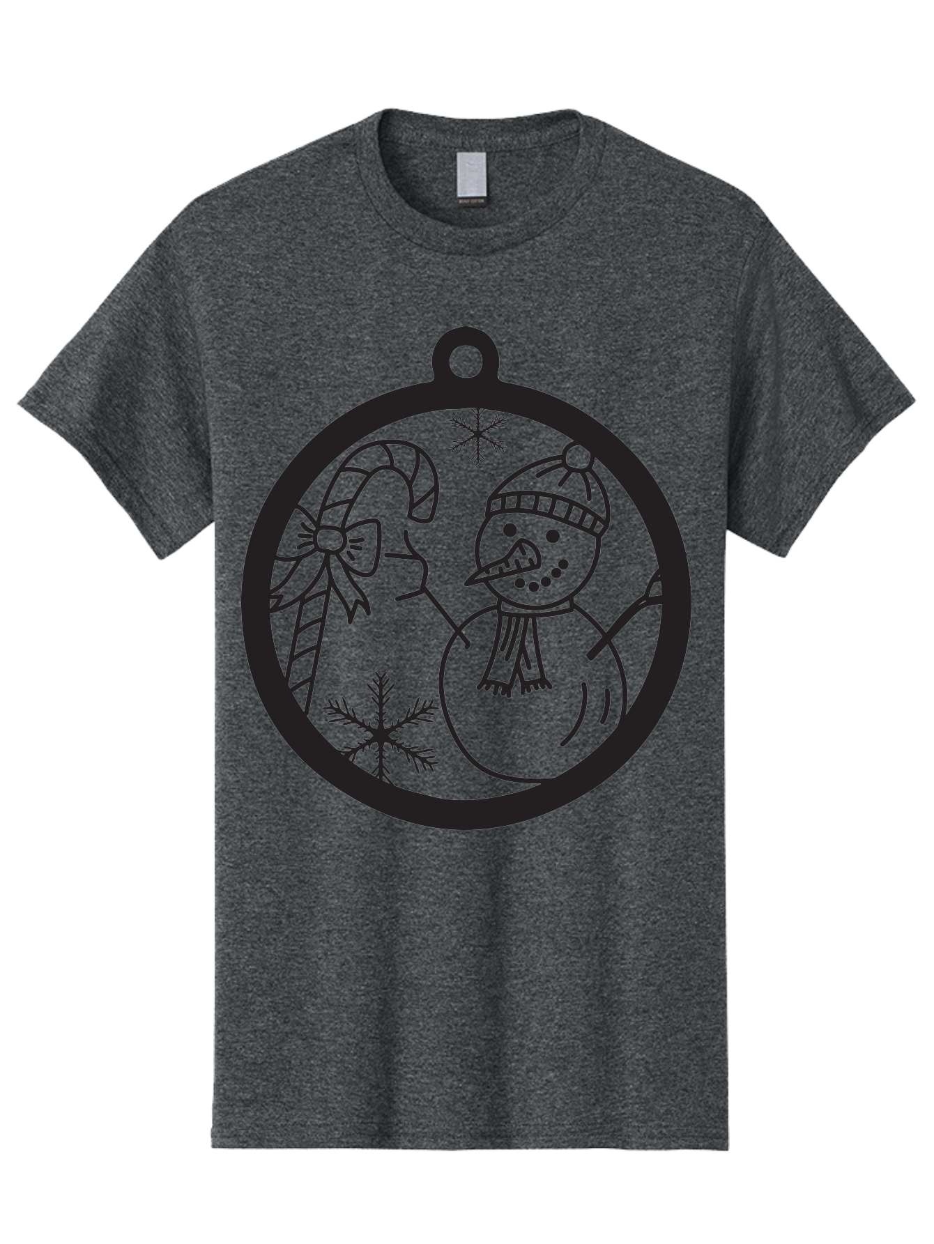 Snowman-Ornament Men'S Graphic Tee, 100% Cotton, Comfortable Casual Summer Wear, Machine Washable, Snowman Holding Candy Cane, Snowman Ornament, Christmas Decoration, Winter Wonderland, Festive Design, Holiday Cheer, Snowflakes Aad180 21