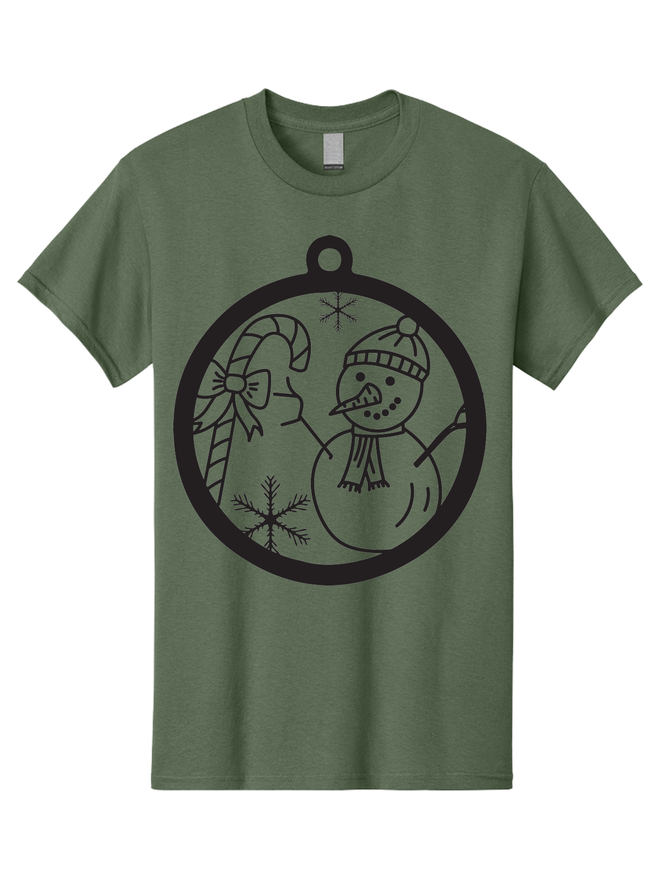 Snowman-Ornament Men'S Graphic Tee, 100% Cotton, Comfortable Casual Summer Wear, Machine Washable, Snowman Holding Candy Cane, Snowman Ornament, Christmas Decoration, Winter Wonderland, Festive Design, Holiday Cheer, Snowflakes Aad180 13