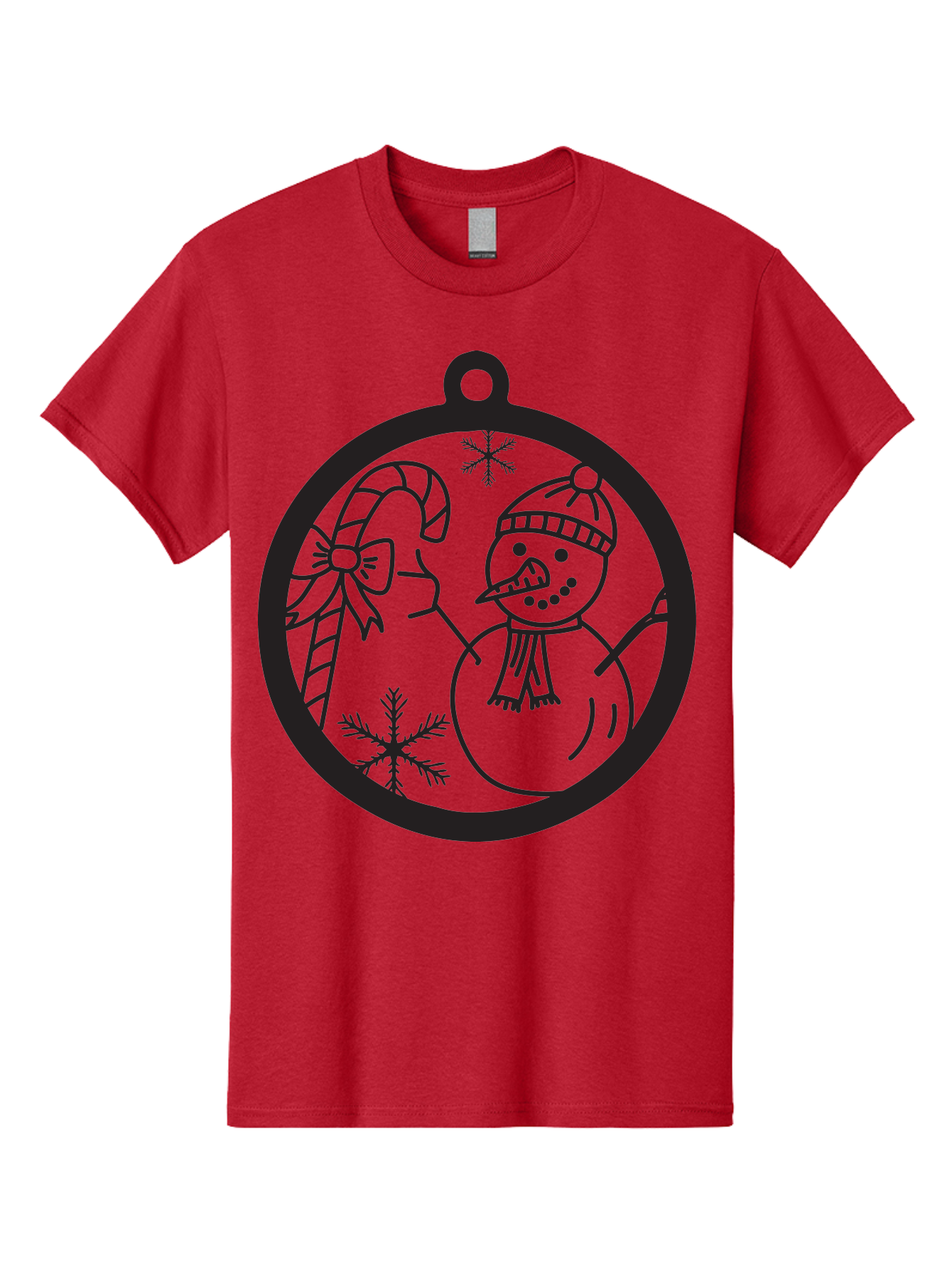 Snowman-Ornament Men'S Graphic Tee, 100% Cotton, Comfortable Casual Summer Wear, Machine Washable, Snowman Holding Candy Cane, Snowman Ornament, Christmas Decoration, Winter Wonderland, Festive Design, Holiday Cheer, Snowflakes Aad180 9