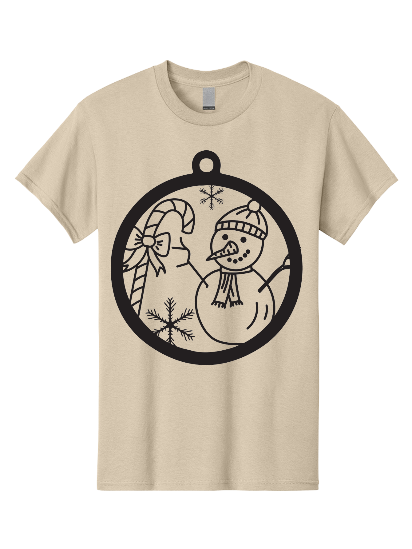 Snowman-Ornament Men'S Graphic Tee, 100% Cotton, Comfortable Casual Summer Wear, Machine Washable, Snowman Holding Candy Cane, Snowman Ornament, Christmas Decoration, Winter Wonderland, Festive Design, Holiday Cheer, Snowflakes Aad180 19