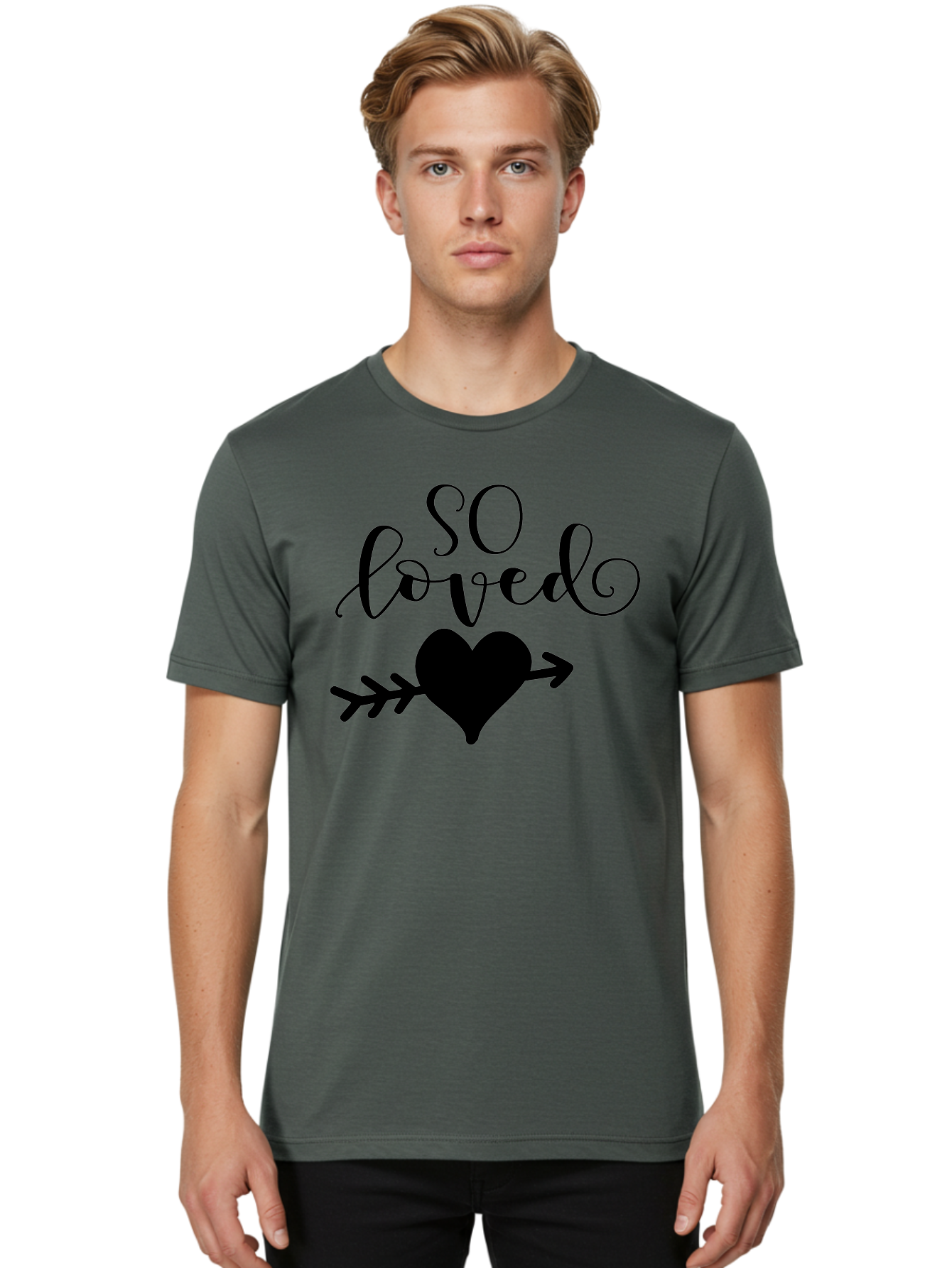 So-Loved Men'S Graphic Tee, 100% Cotton, Comfortable Casual Summer Wear, Machine Washable, Love Quote, Heart With Arrow, Valentines Day, Romantic Symbol, Love Message, Tender Feeling, Heartwarming, Love Inspiration Aad182 16