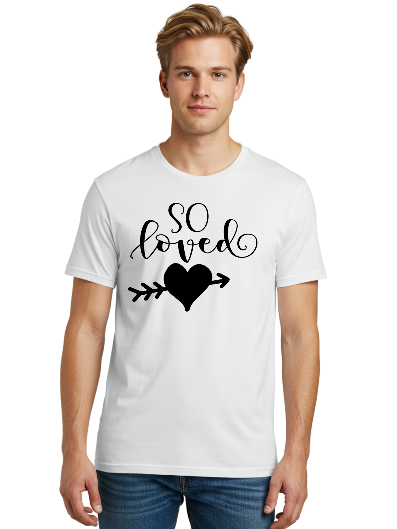 So-Loved Men'S Graphic Tee, 100% Cotton, Comfortable Casual Summer Wear, Machine Washable, Love Quote, Heart With Arrow, Valentines Day, Romantic Symbol, Love Message, Tender Feeling, Heartwarming, Love Inspiration Aad182 22