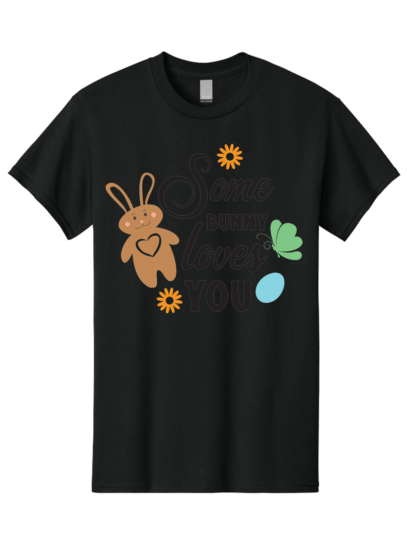 Some-Bunny-Loves-You Men'S Graphic Tee, 100% Cotton, Comfortable Casual Summer Wear, Machine Washable, Easter Bunny, Love Message, Cute Cartoons, Hearts, Spring Theme, Easter Eggs, Festive Designs, Adorable Bunnies, Spring Decorations Aad186 29