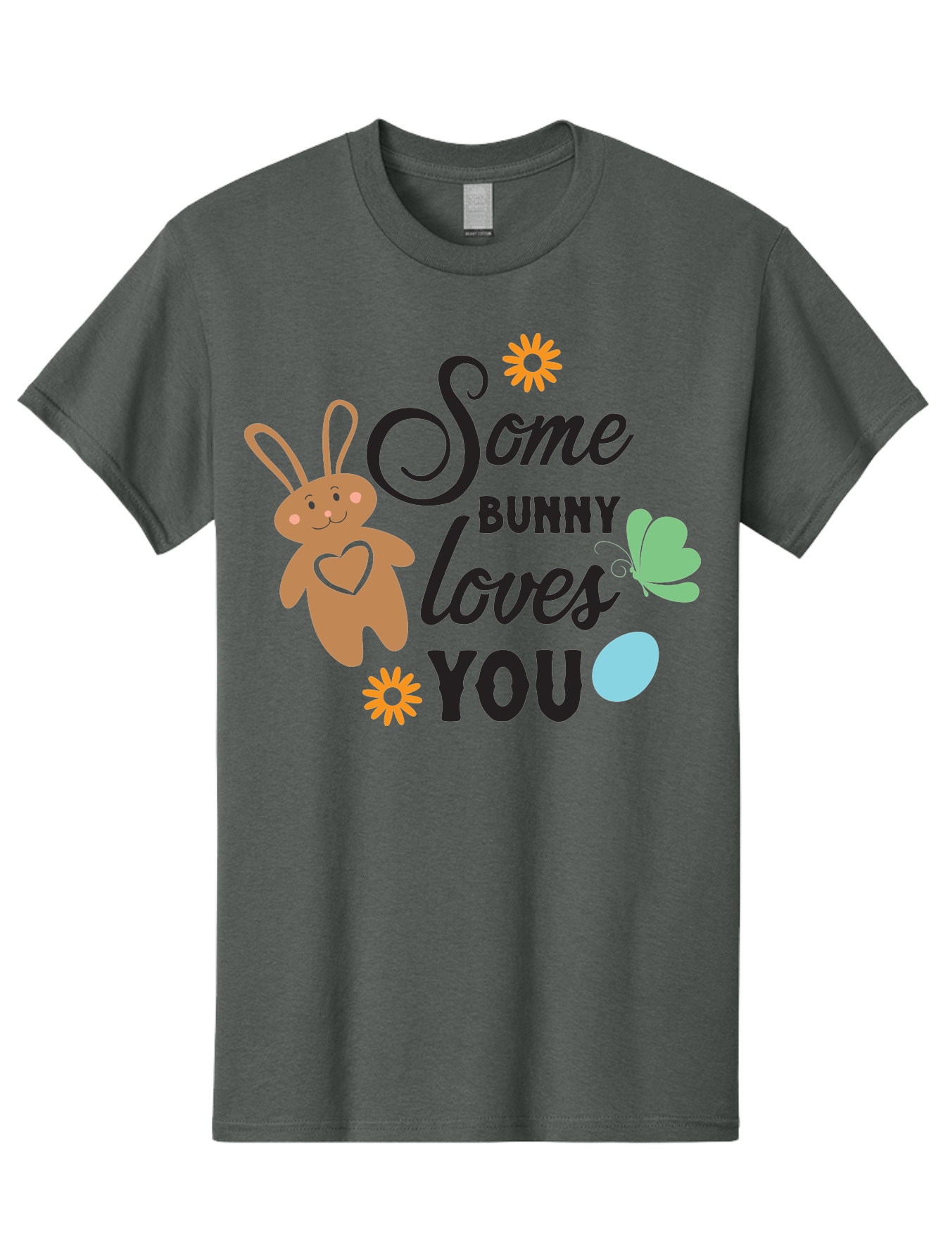 Some-Bunny-Loves-You Men'S Graphic Tee, 100% Cotton, Comfortable Casual Summer Wear, Machine Washable, Easter Bunny, Love Message, Cute Cartoons, Hearts, Spring Theme, Easter Eggs, Festive Designs, Adorable Bunnies, Spring Decorations Aad186 13
