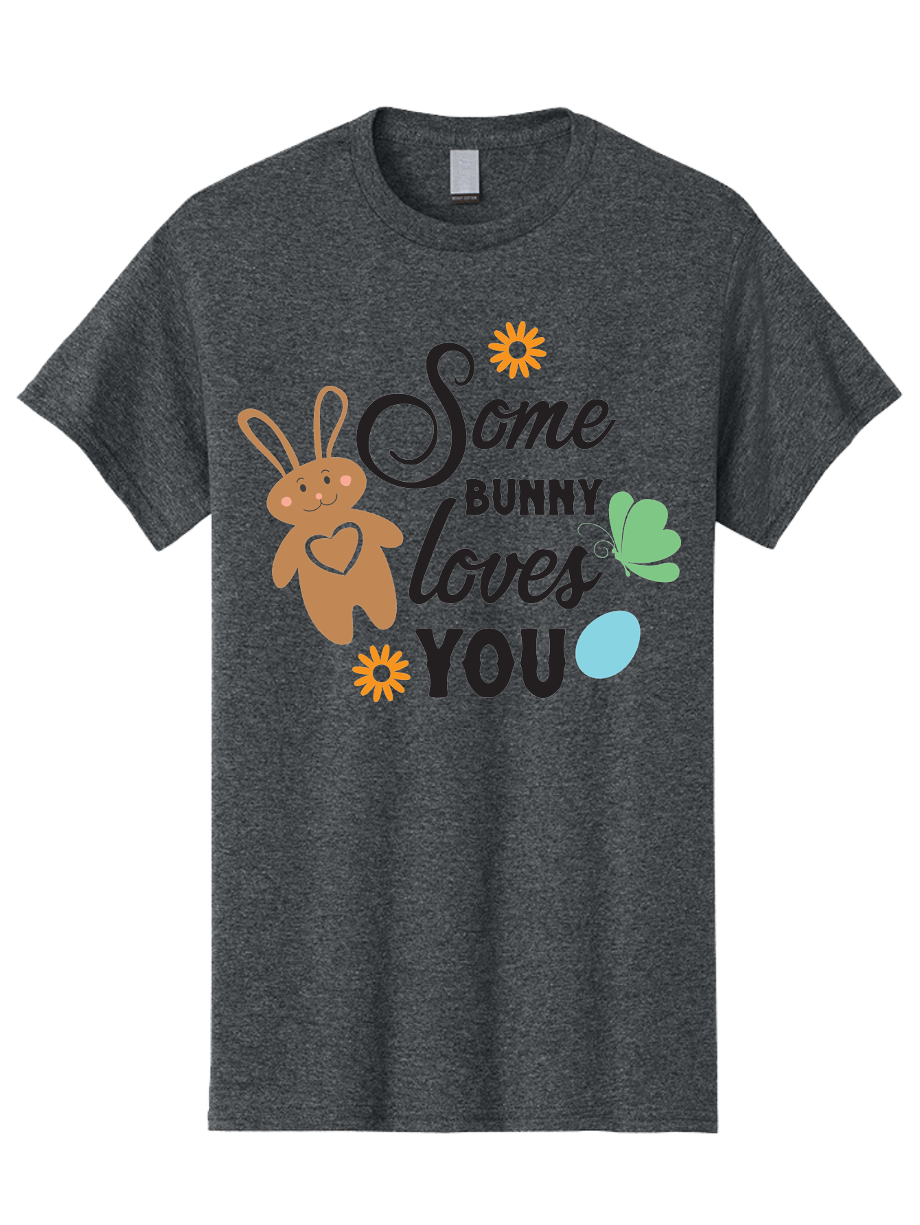 Some-Bunny-Loves-You Men'S Graphic Tee, 100% Cotton, Comfortable Casual Summer Wear, Machine Washable, Easter Bunny, Love Message, Cute Cartoons, Hearts, Spring Theme, Easter Eggs, Festive Designs, Adorable Bunnies, Spring Decorations Aad186 19