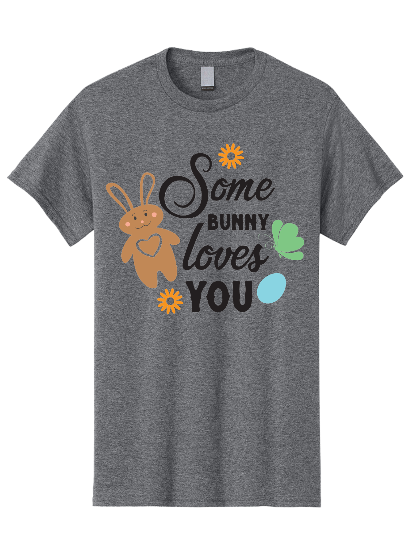 Some-Bunny-Loves-You Men'S Graphic Tee, 100% Cotton, Comfortable Casual Summer Wear, Machine Washable, Easter Bunny, Love Message, Cute Cartoons, Hearts, Spring Theme, Easter Eggs, Festive Designs, Adorable Bunnies, Spring Decorations Aad186 23