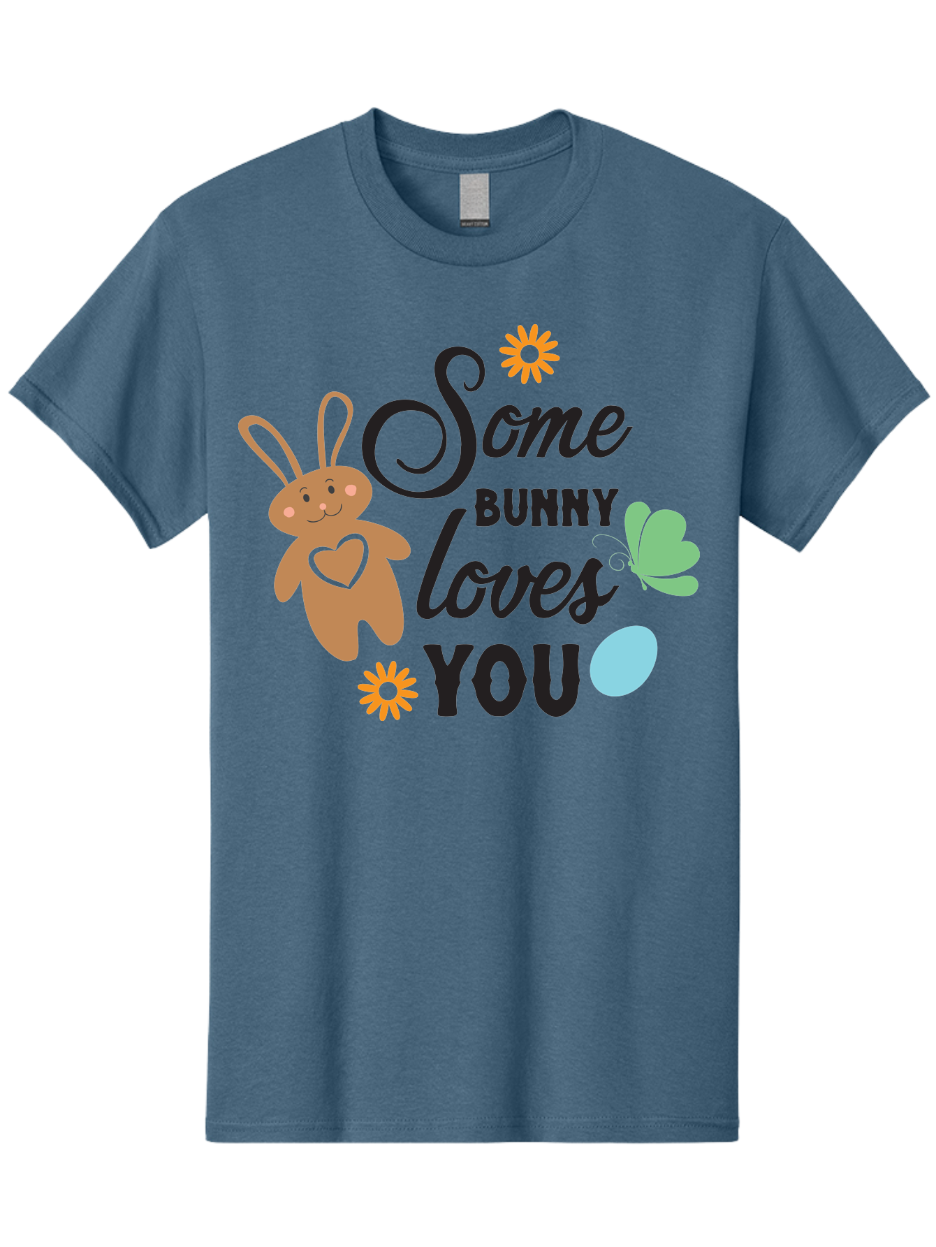 Some-Bunny-Loves-You Men'S Graphic Tee, 100% Cotton, Comfortable Casual Summer Wear, Machine Washable, Easter Bunny, Love Message, Cute Cartoons, Hearts, Spring Theme, Easter Eggs, Festive Designs, Adorable Bunnies, Spring Decorations Aad186 5