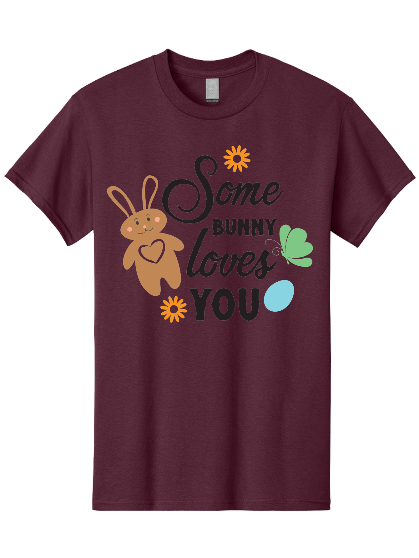 Some-Bunny-Loves-You Men'S Graphic Tee, 100% Cotton, Comfortable Casual Summer Wear, Machine Washable, Easter Bunny, Love Message, Cute Cartoons, Hearts, Spring Theme, Easter Eggs, Festive Designs, Adorable Bunnies, Spring Decorations Aad186 21