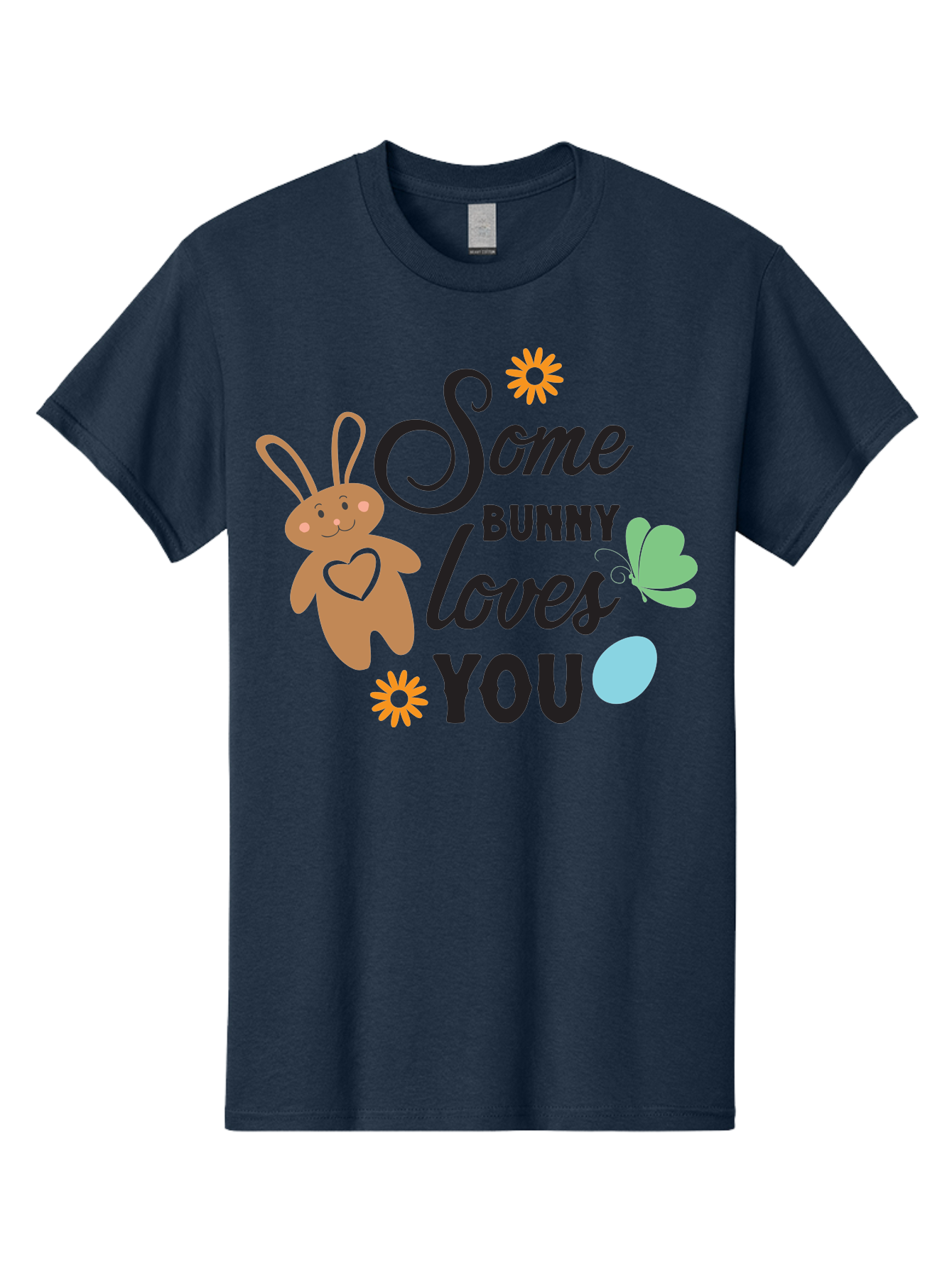Some-Bunny-Loves-You Men'S Graphic Tee, 100% Cotton, Comfortable Casual Summer Wear, Machine Washable, Easter Bunny, Love Message, Cute Cartoons, Hearts, Spring Theme, Easter Eggs, Festive Designs, Adorable Bunnies, Spring Decorations Aad186 1