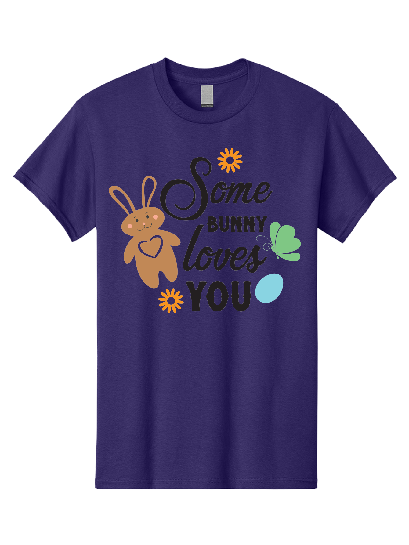 Some-Bunny-Loves-You Men'S Graphic Tee, 100% Cotton, Comfortable Casual Summer Wear, Machine Washable, Easter Bunny, Love Message, Cute Cartoons, Hearts, Spring Theme, Easter Eggs, Festive Designs, Adorable Bunnies, Spring Decorations Aad186 27