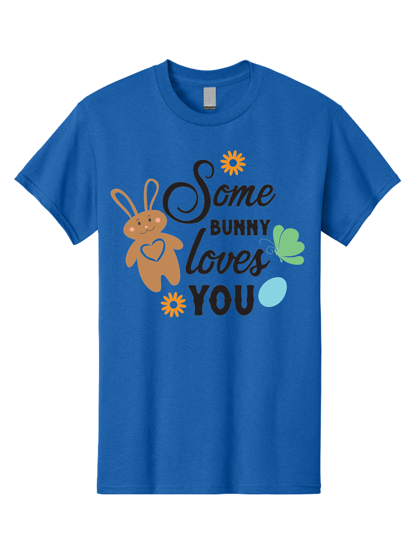 Some-Bunny-Loves-You Men'S Graphic Tee, 100% Cotton, Comfortable Casual Summer Wear, Machine Washable, Easter Bunny, Love Message, Cute Cartoons, Hearts, Spring Theme, Easter Eggs, Festive Designs, Adorable Bunnies, Spring Decorations Aad186 7