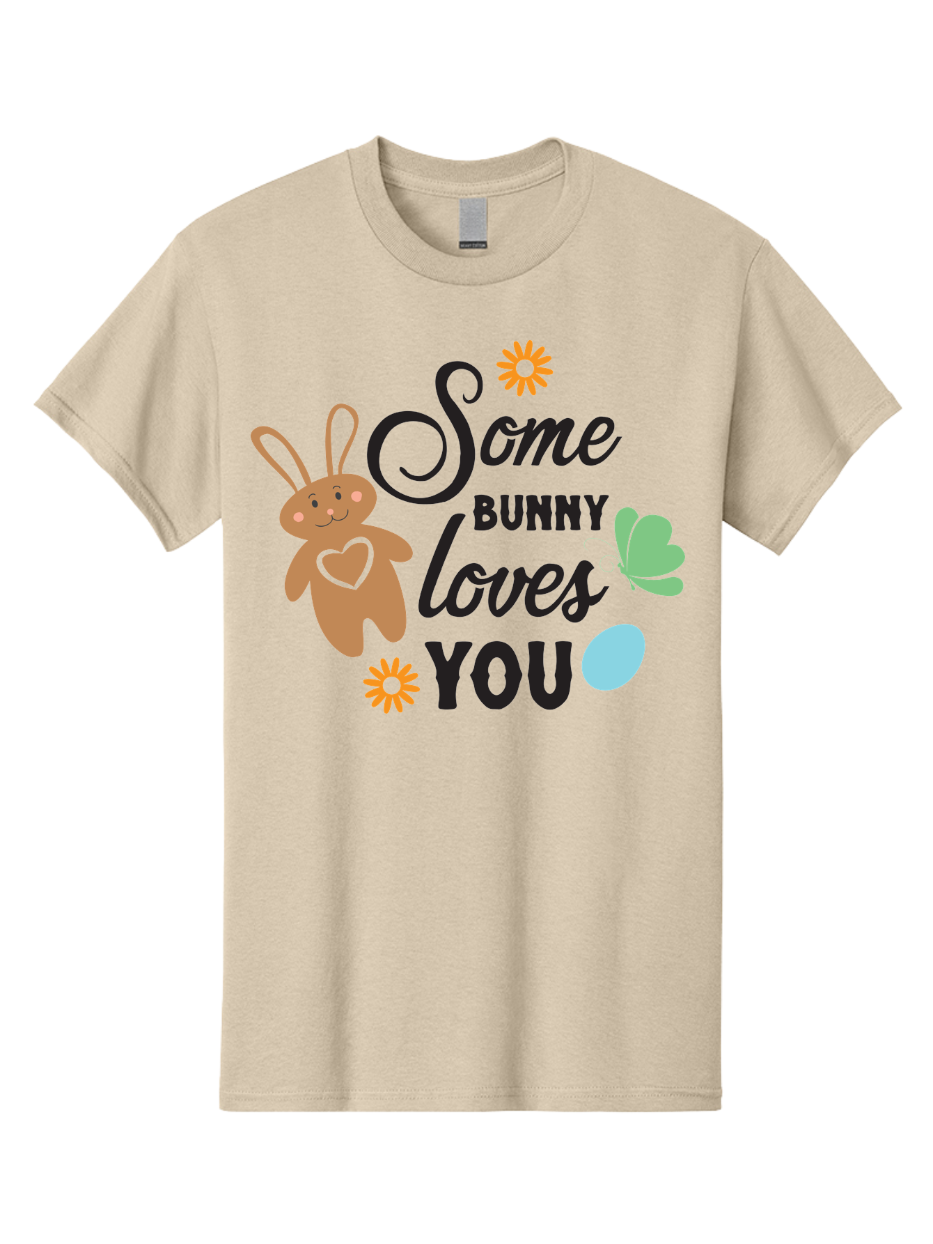 Some-Bunny-Loves-You Men'S Graphic Tee, 100% Cotton, Comfortable Casual Summer Wear, Machine Washable, Easter Bunny, Love Message, Cute Cartoons, Hearts, Spring Theme, Easter Eggs, Festive Designs, Adorable Bunnies, Spring Decorations Aad186 15