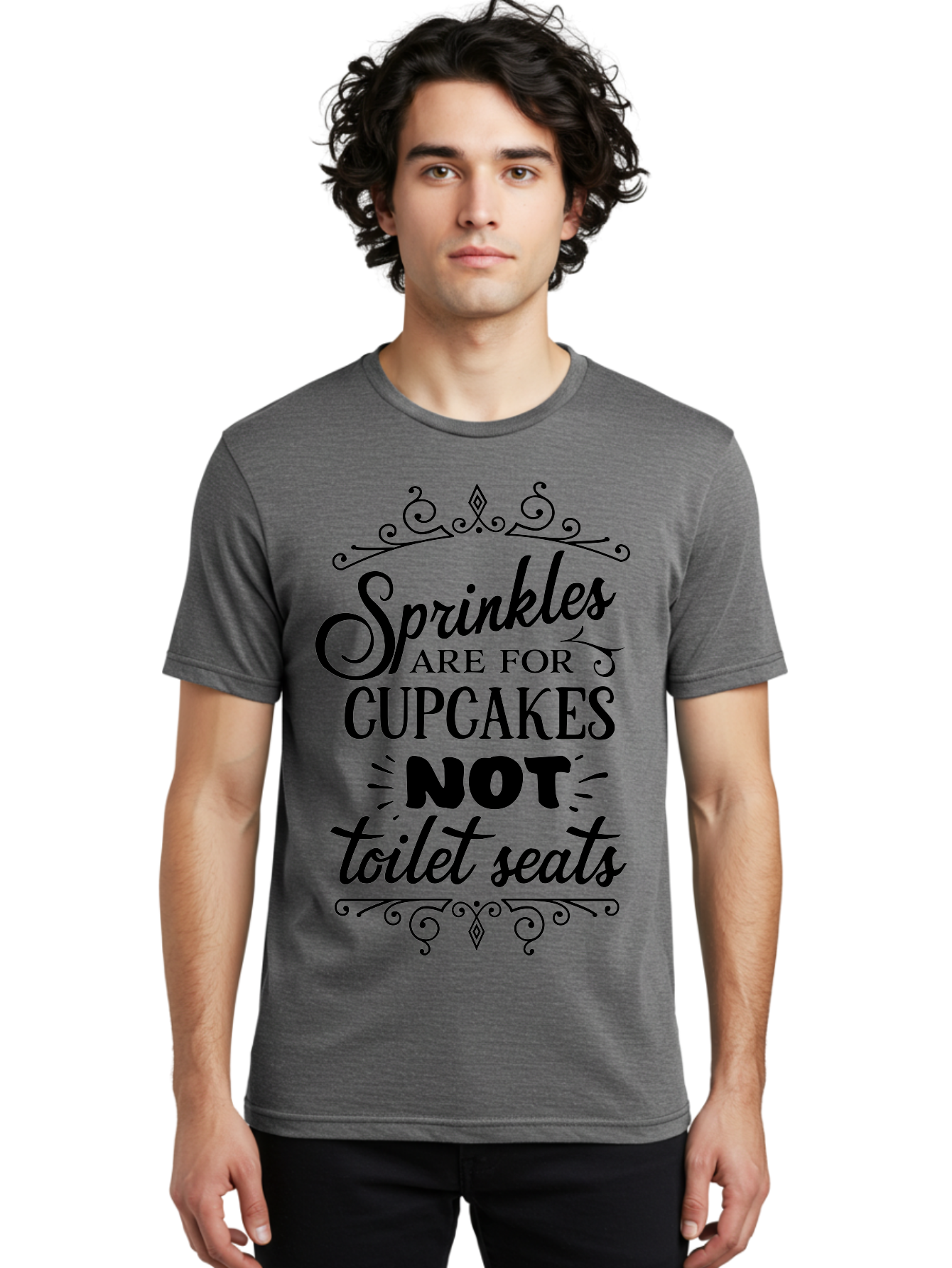 Sprinkles-Are-For-Cupcakes-Not-Toilet-Seats Men'S Graphic Tee, 100% Cotton, Comfortable Casual Summer Wear, Machine Washable, Funny Quote, Quirky Humor, Bathroom Decor, Cupcake Love, Sprinkle Theme, Toilet Humor, Cute Sign, Baking Humor, Aad193 28