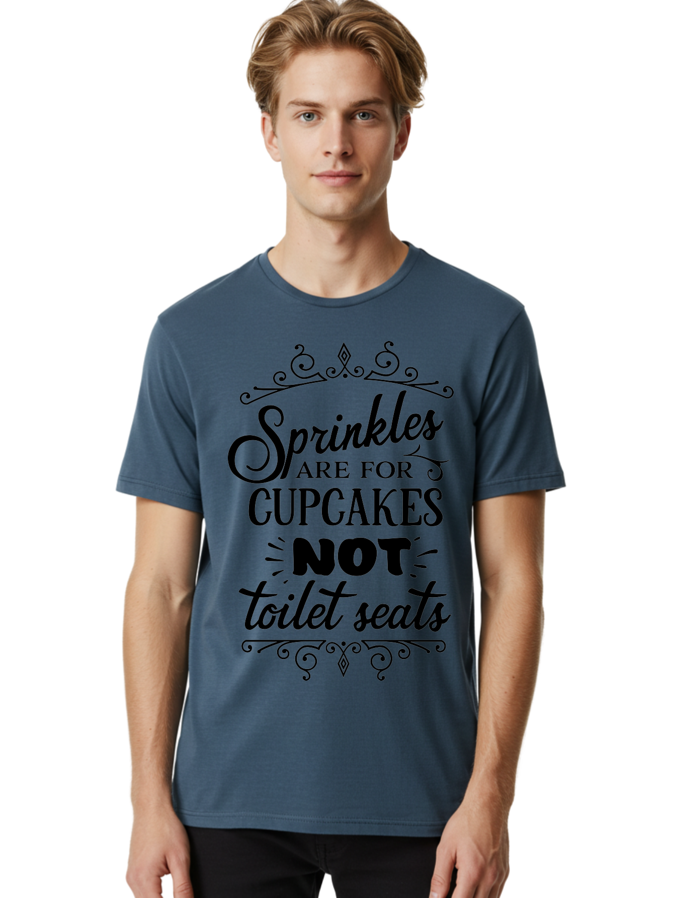 Sprinkles-Are-For-Cupcakes-Not-Toilet-Seats Men'S Graphic Tee, 100% Cotton, Comfortable Casual Summer Wear, Machine Washable, Funny Quote, Quirky Humor, Bathroom Decor, Cupcake Love, Sprinkle Theme, Toilet Humor, Cute Sign, Baking Humor, Aad193 14