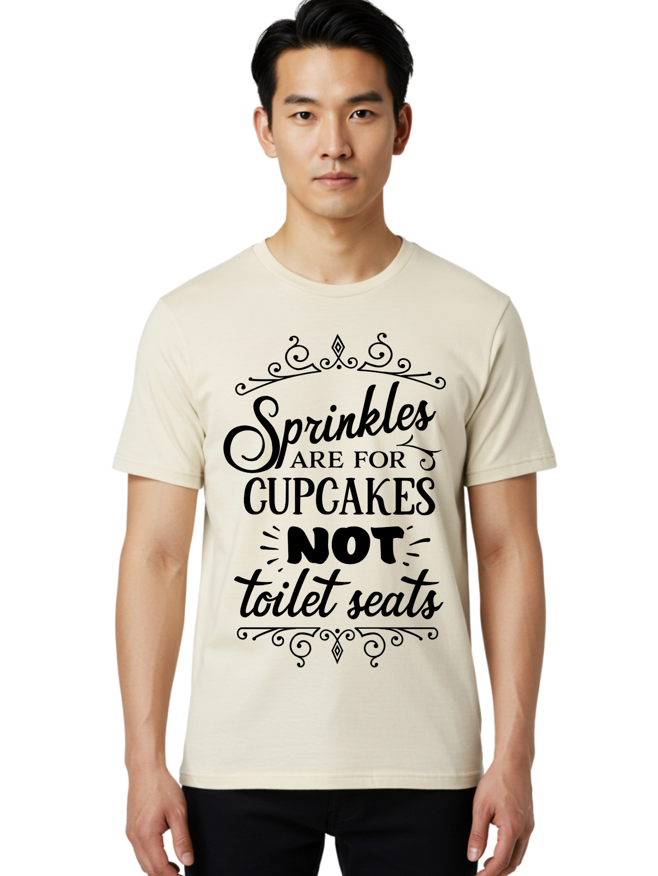 Sprinkles-Are-For-Cupcakes-Not-Toilet-Seats Men'S Graphic Tee, 100% Cotton, Comfortable Casual Summer Wear, Machine Washable, Funny Quote, Quirky Humor, Bathroom Decor, Cupcake Love, Sprinkle Theme, Toilet Humor, Cute Sign, Baking Humor, Aad193 24