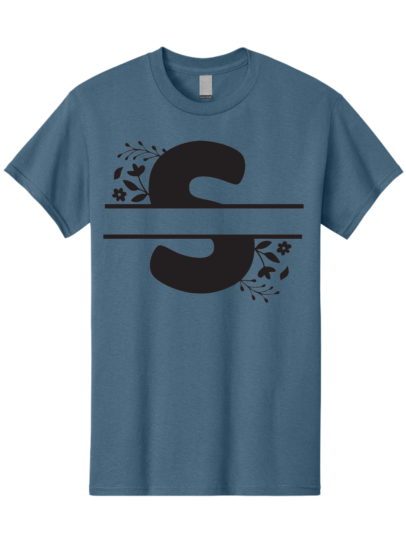 Ss-Floral-Design Men'S Graphic Tee, 100% Cotton, Comfortable Casual Summer Wear, Machine Washable, Floral Design, Double S, Black Letters, Leafy Vines, Flowers, Elegant Typography, Decorative Elements, S Lettering Aad194 27