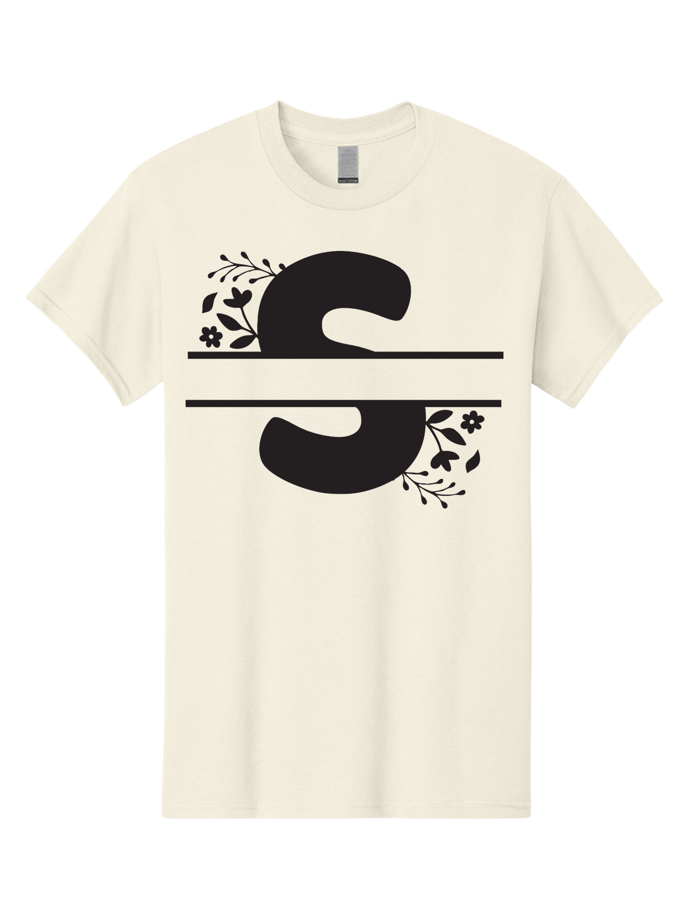 Ss-Floral-Design Men'S Graphic Tee, 100% Cotton, Comfortable Casual Summer Wear, Machine Washable, Floral Design, Double S, Black Letters, Leafy Vines, Flowers, Elegant Typography, Decorative Elements, S Lettering Aad194 21