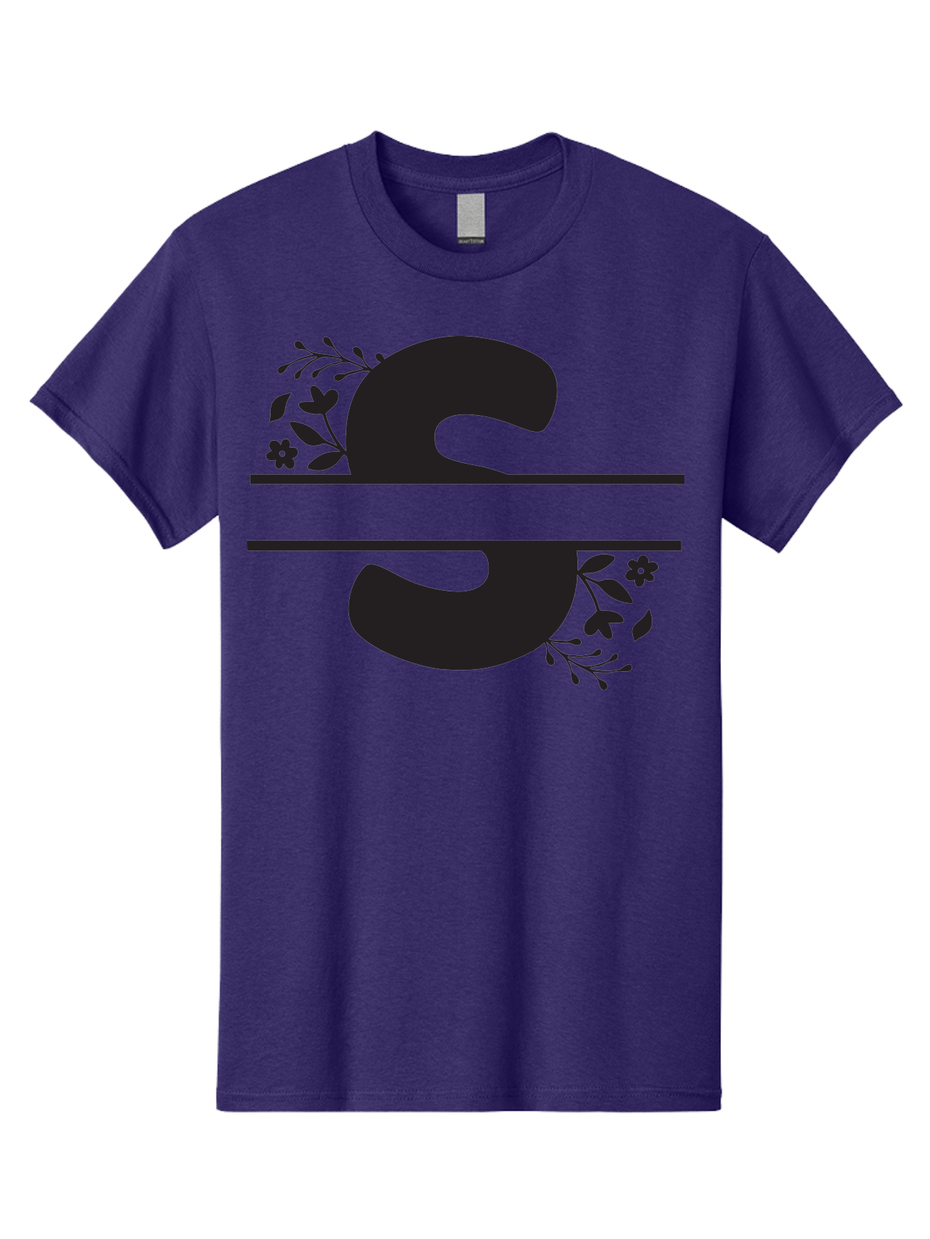 Ss-Floral-Design Men'S Graphic Tee, 100% Cotton, Comfortable Casual Summer Wear, Machine Washable, Floral Design, Double S, Black Letters, Leafy Vines, Flowers, Elegant Typography, Decorative Elements, S Lettering Aad194 17