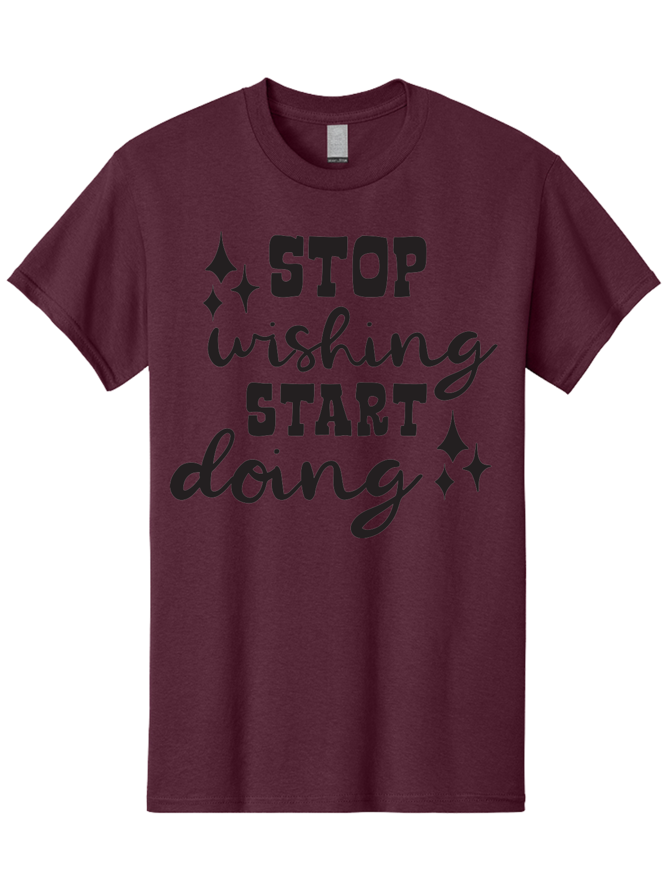 Stop-Wishing-Start-Doing Men'S Graphic Tee, 100% Cotton, Comfortable Casual Summer Wear, Machine Washable, Motivational Quote, Inspiration, Stop Wishing Start Doing, Goal Setting, Productivity Tips, Success Mindset, Positive Affirmation, Aad202 3