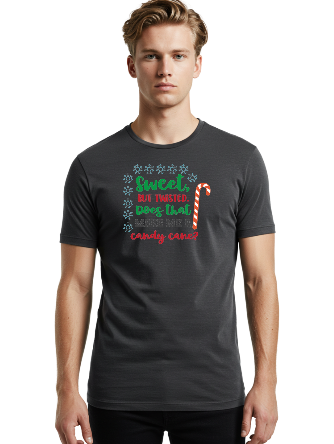 Sweet-But-Twisted Men'S Graphic Tee, 100% Cotton, Comfortable Casual Summer Wear, Machine Washable, Funny Candy Cane Quote, Sweet Treats, Christmas Candy, Candy Cane Humor, Holiday Humor, Christmas Puns, Festive Quotes Aad215 14