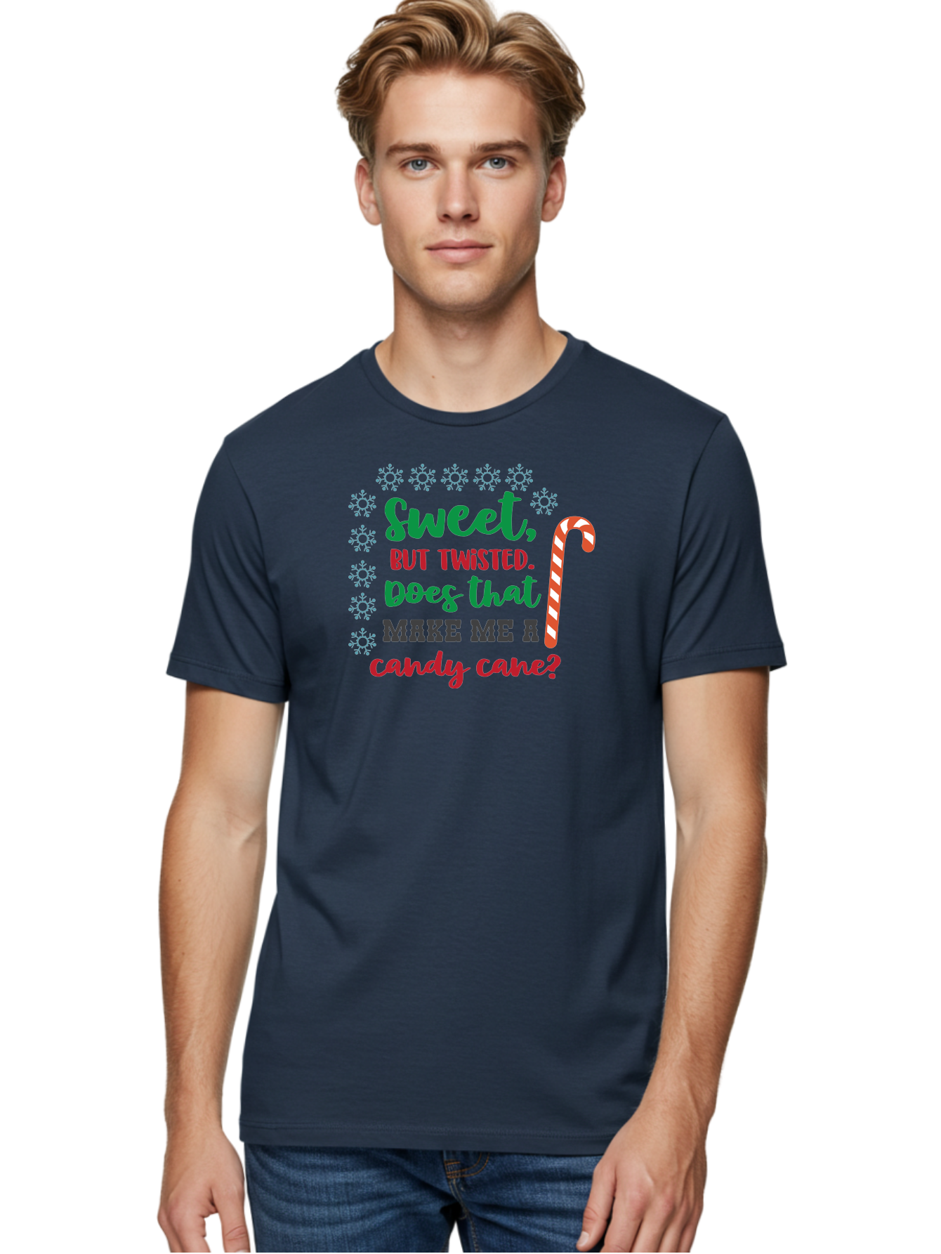 Sweet-But-Twisted Men'S Graphic Tee, 100% Cotton, Comfortable Casual Summer Wear, Machine Washable, Funny Candy Cane Quote, Sweet Treats, Christmas Candy, Candy Cane Humor, Holiday Humor, Christmas Puns, Festive Quotes Aad215 12
