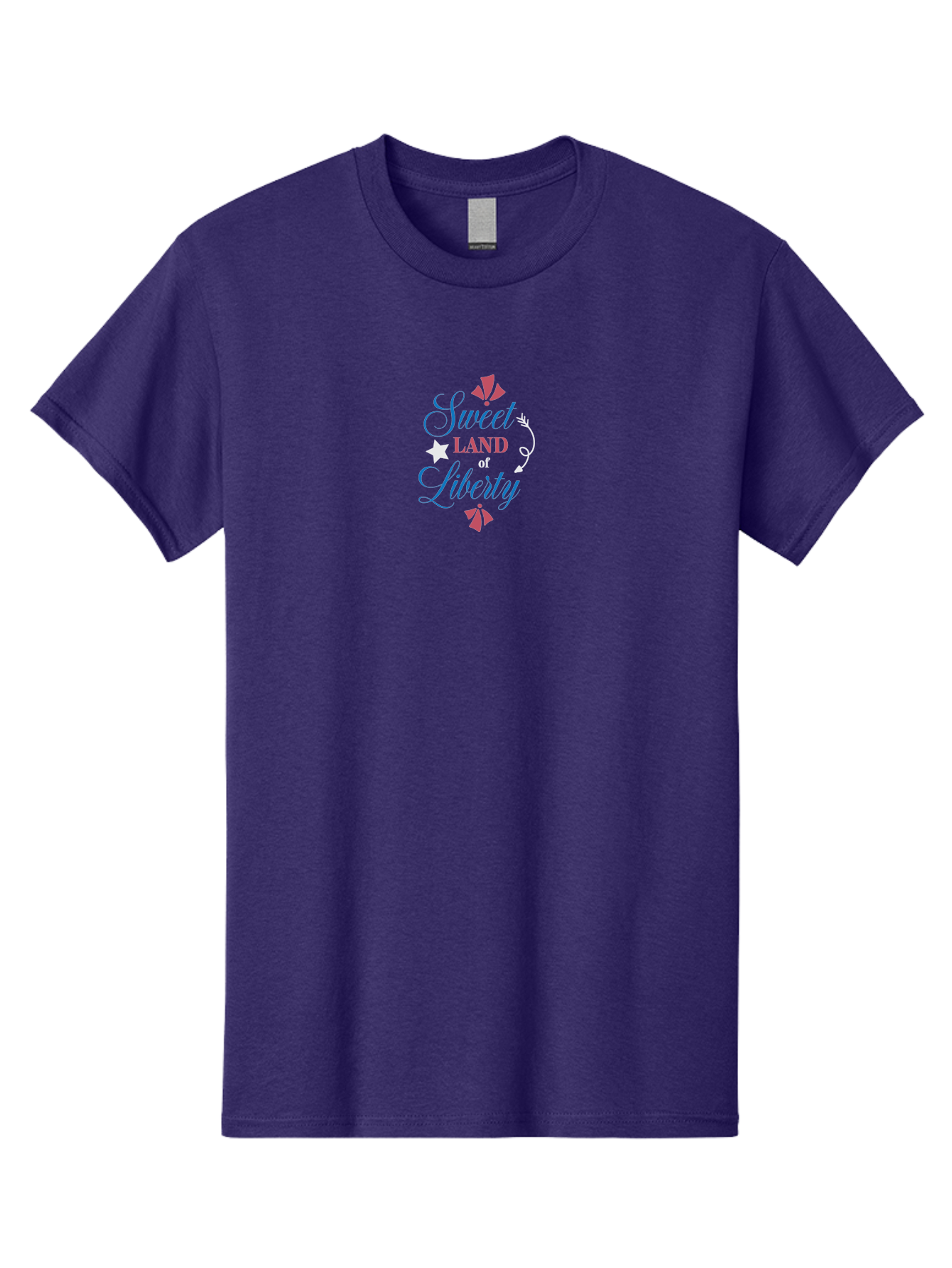 Sweet-Land-Of-Liberty Men'S Graphic Tee, 100% Cotton, Comfortable Casual Summer Wear, Machine Washable, Patriotic Graphic, Liberty Theme, Usa Inspiration, Vintage Style, Floral Elements, Arrow Design, Star Symbol, Red White And Blue Colors, Aad217 5