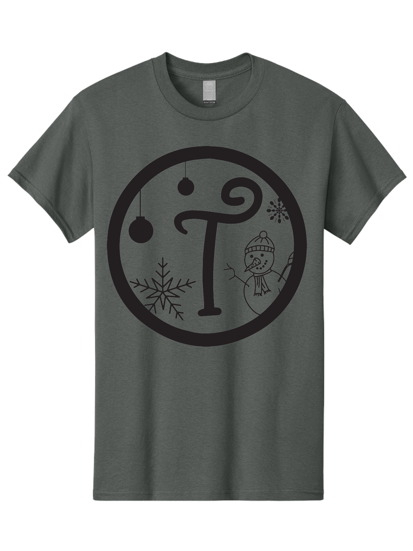 T-Snowman Men'S Graphic Tee, 100% Cotton, Comfortable Casual Summer Wear, Machine Washable, Snowman Waving, Christmas Ornaments, Snowflakes, Winter Wonderland, Holiday Decorations, Festive Theme, Minimalist Design, Cute Snowman Character Aad219 21