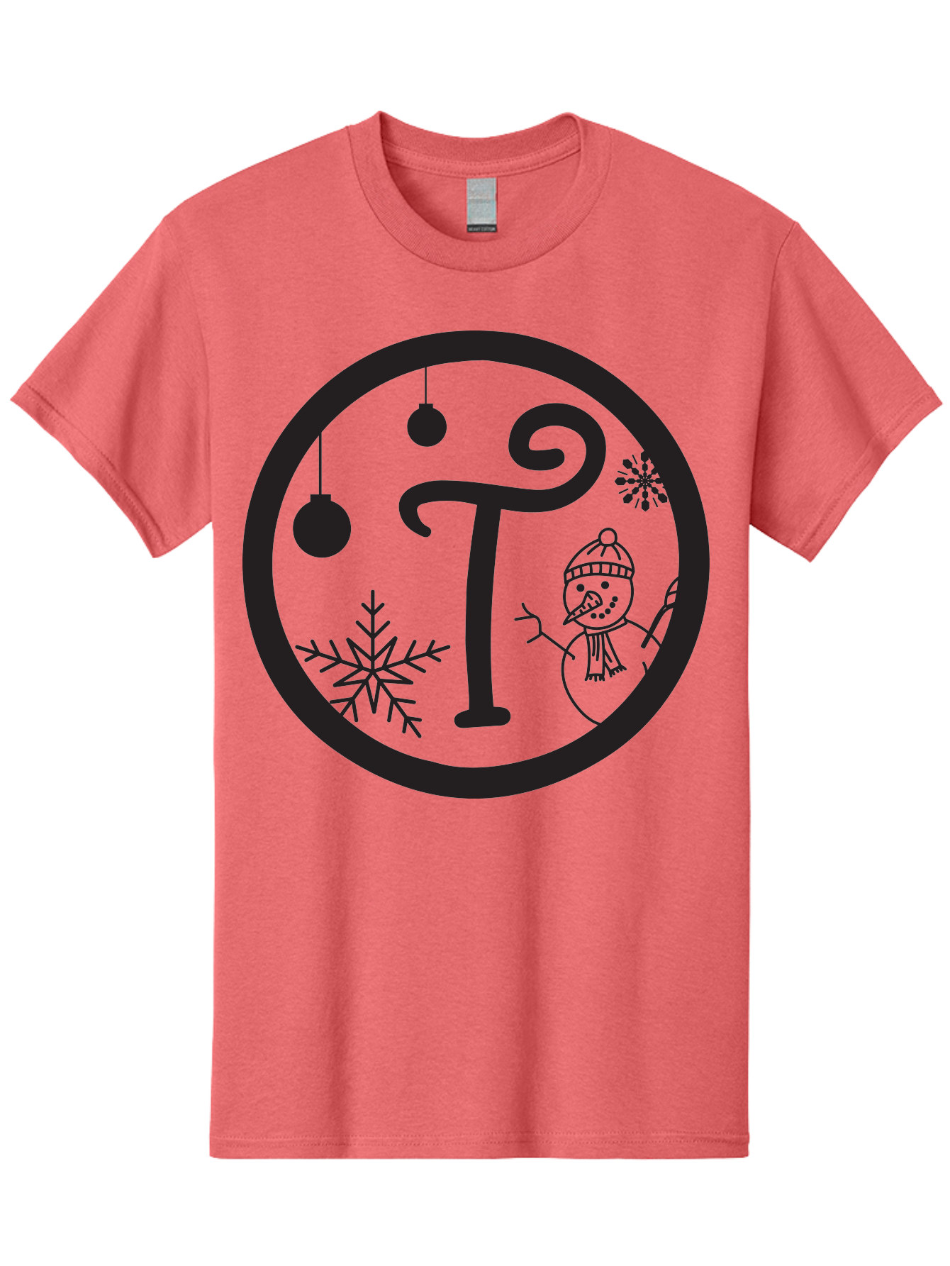 T-Snowman Men'S Graphic Tee, 100% Cotton, Comfortable Casual Summer Wear, Machine Washable, Snowman Waving, Christmas Ornaments, Snowflakes, Winter Wonderland, Holiday Decorations, Festive Theme, Minimalist Design, Cute Snowman Character Aad219 7