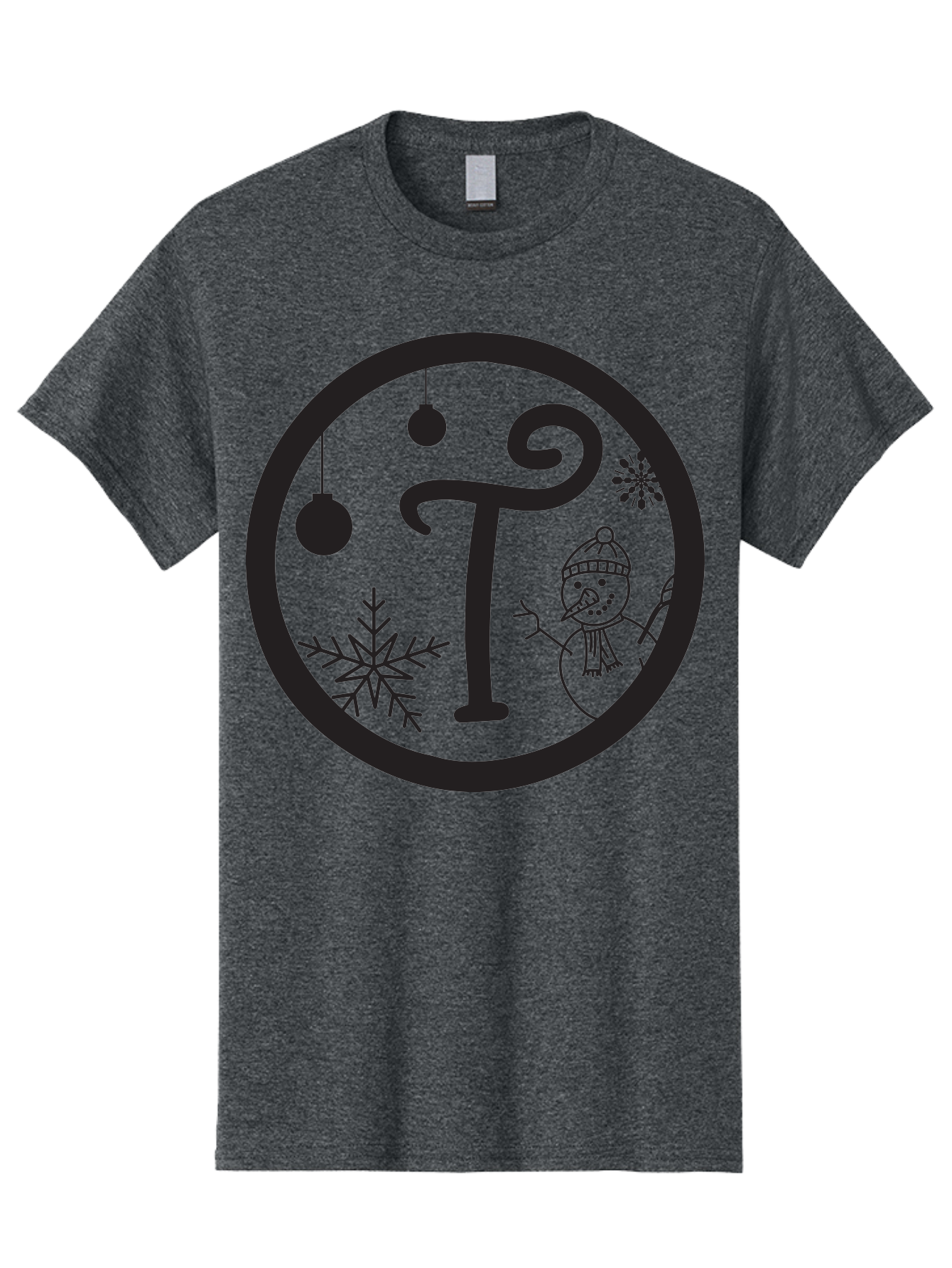 T-Snowman Men'S Graphic Tee, 100% Cotton, Comfortable Casual Summer Wear, Machine Washable, Snowman Waving, Christmas Ornaments, Snowflakes, Winter Wonderland, Holiday Decorations, Festive Theme, Minimalist Design, Cute Snowman Character Aad219 19
