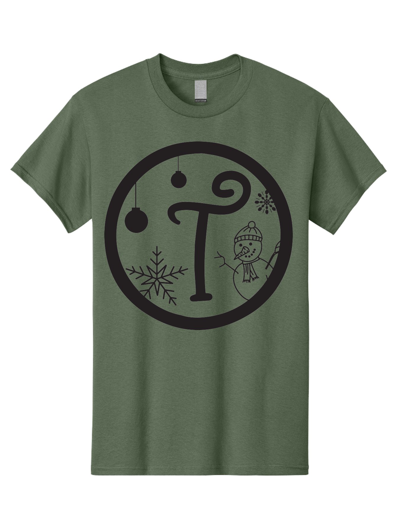 T-Snowman Men'S Graphic Tee, 100% Cotton, Comfortable Casual Summer Wear, Machine Washable, Snowman Waving, Christmas Ornaments, Snowflakes, Winter Wonderland, Holiday Decorations, Festive Theme, Minimalist Design, Cute Snowman Character Aad219 13