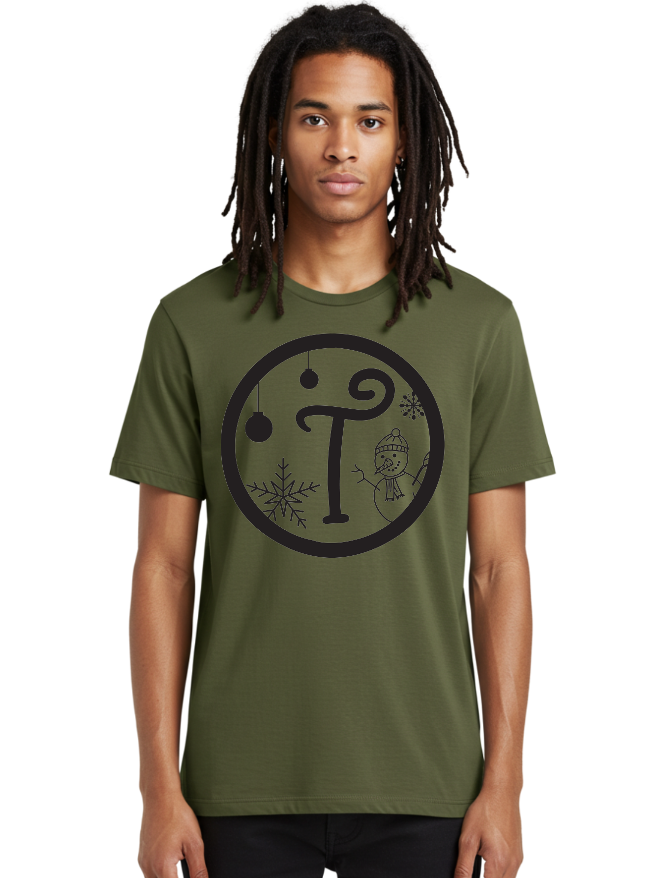 T-Snowman Men'S Graphic Tee, 100% Cotton, Comfortable Casual Summer Wear, Machine Washable, Snowman Waving, Christmas Ornaments, Snowflakes, Winter Wonderland, Holiday Decorations, Festive Theme, Minimalist Design, Cute Snowman Character Aad219 14