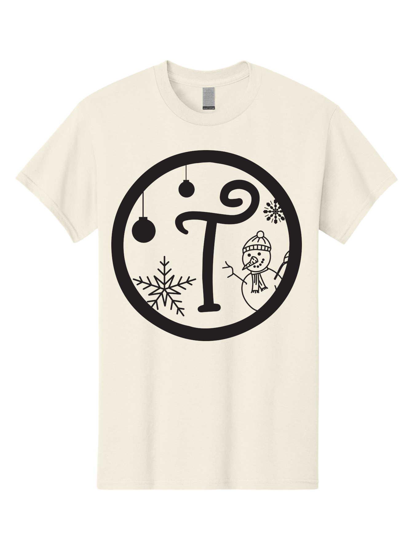 T-Snowman Men'S Graphic Tee, 100% Cotton, Comfortable Casual Summer Wear, Machine Washable, Snowman Waving, Christmas Ornaments, Snowflakes, Winter Wonderland, Holiday Decorations, Festive Theme, Minimalist Design, Cute Snowman Character Aad219 27
