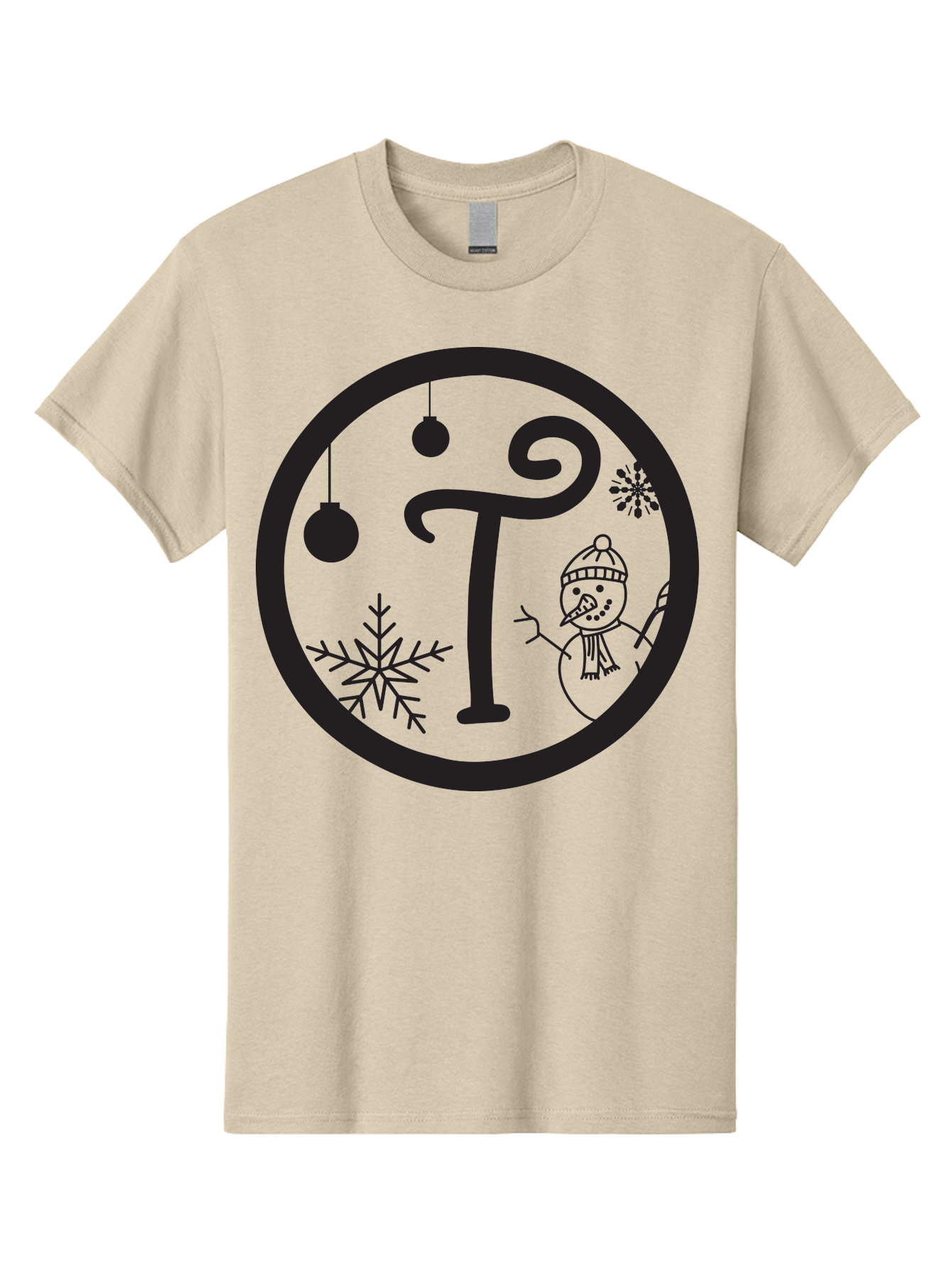 T-Snowman Men'S Graphic Tee, 100% Cotton, Comfortable Casual Summer Wear, Machine Washable, Snowman Waving, Christmas Ornaments, Snowflakes, Winter Wonderland, Holiday Decorations, Festive Theme, Minimalist Design, Cute Snowman Character Aad219 3