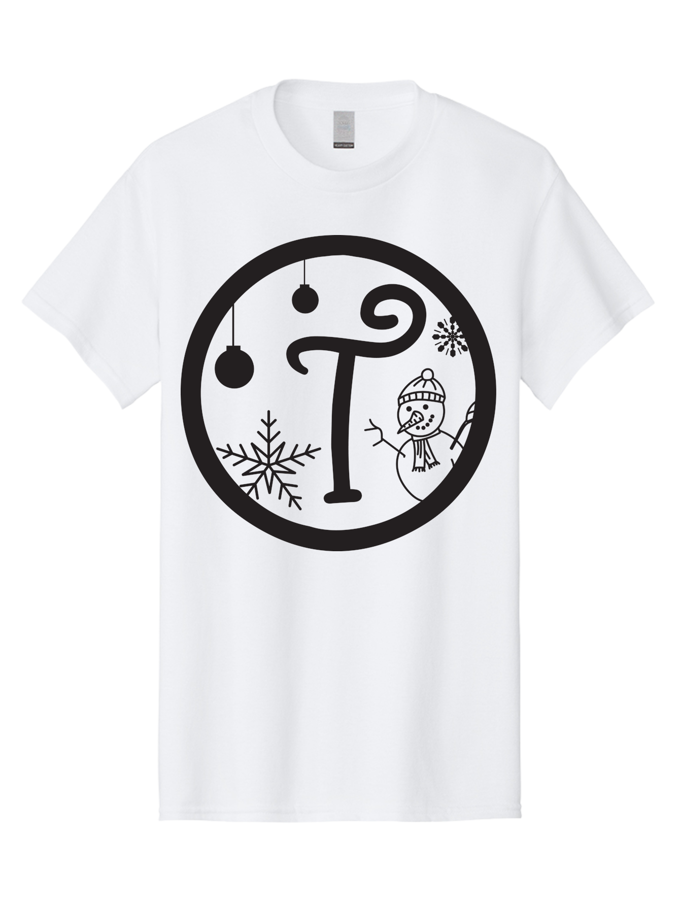 T-Snowman Men'S Graphic Tee, 100% Cotton, Comfortable Casual Summer Wear, Machine Washable, Snowman Waving, Christmas Ornaments, Snowflakes, Winter Wonderland, Holiday Decorations, Festive Theme, Minimalist Design, Cute Snowman Character Aad219 15