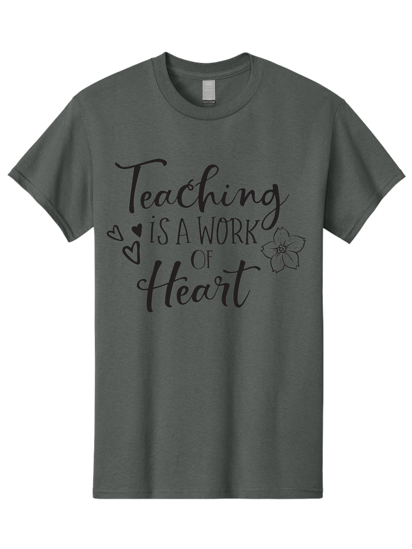 Teaching-Is-A-Work-Of-Heart Men'S Graphic Tee, 100% Cotton, Comfortable Casual Summer Wear, Machine Washable, Inspirational Quote, Teaching Profession, Heartfelt Dedication, Teacher Appreciation, Motivational Phrase, Educational Quotes, Aad223 5