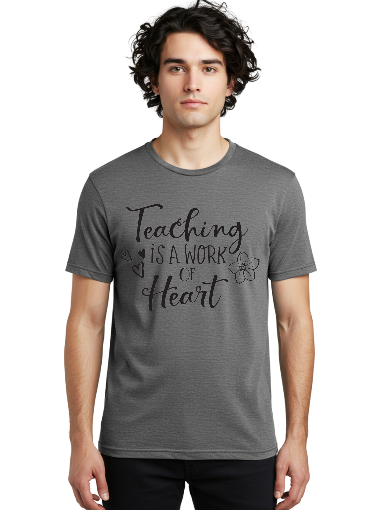 Teaching-Is-A-Work-Of-Heart Men'S Graphic Tee, 100% Cotton, Comfortable Casual Summer Wear, Machine Washable, Inspirational Quote, Teaching Profession, Heartfelt Dedication, Teacher Appreciation, Motivational Phrase, Educational Quotes, Aad223 10