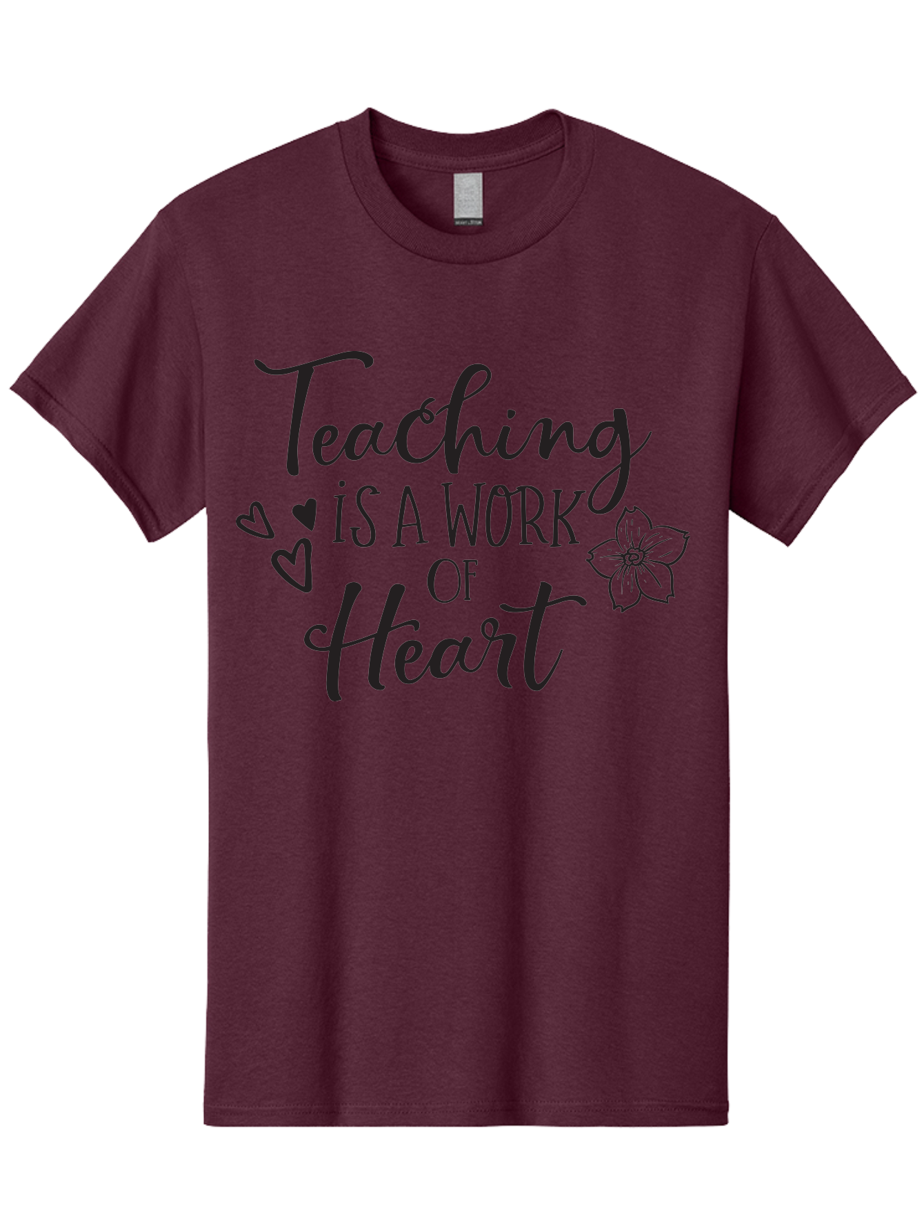 Teaching-Is-A-Work-Of-Heart Men'S Graphic Tee, 100% Cotton, Comfortable Casual Summer Wear, Machine Washable, Inspirational Quote, Teaching Profession, Heartfelt Dedication, Teacher Appreciation, Motivational Phrase, Educational Quotes, Aad223 3