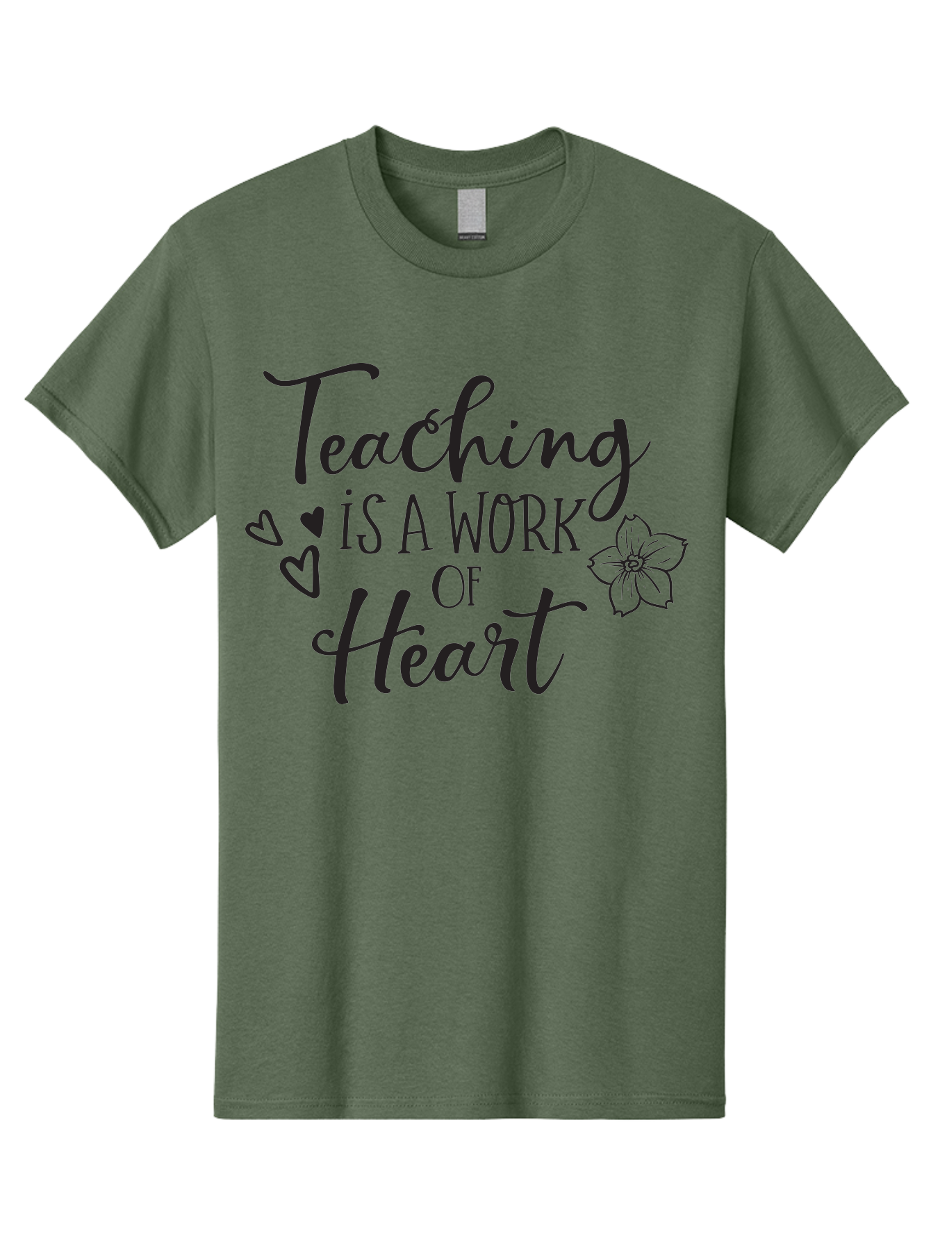 Teaching-Is-A-Work-Of-Heart Men'S Graphic Tee, 100% Cotton, Comfortable Casual Summer Wear, Machine Washable, Inspirational Quote, Teaching Profession, Heartfelt Dedication, Teacher Appreciation, Motivational Phrase, Educational Quotes, Aad223 19