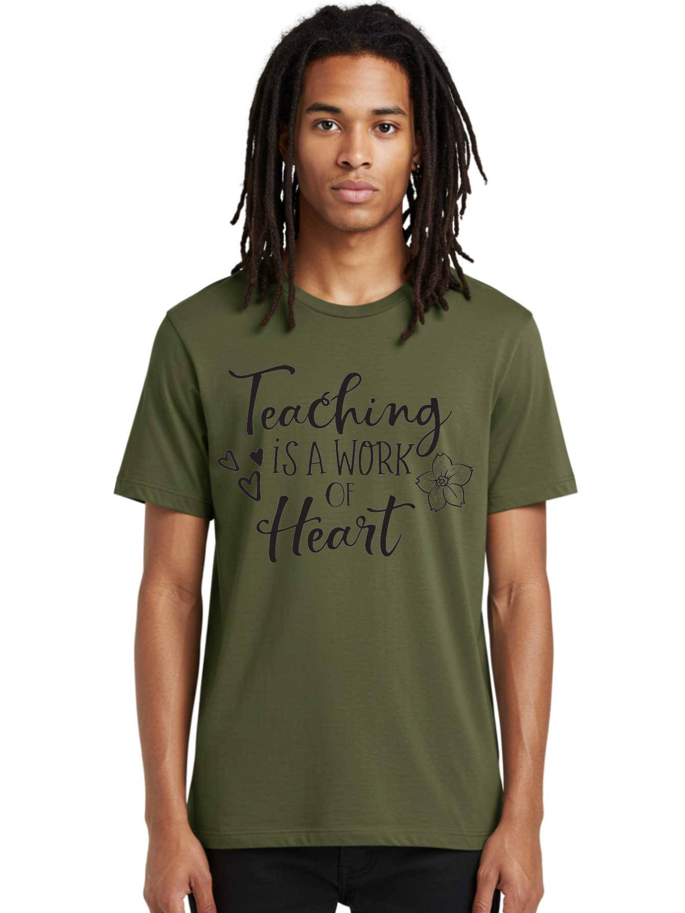 Teaching-Is-A-Work-Of-Heart Men'S Graphic Tee, 100% Cotton, Comfortable Casual Summer Wear, Machine Washable, Inspirational Quote, Teaching Profession, Heartfelt Dedication, Teacher Appreciation, Motivational Phrase, Educational Quotes, Aad223 20