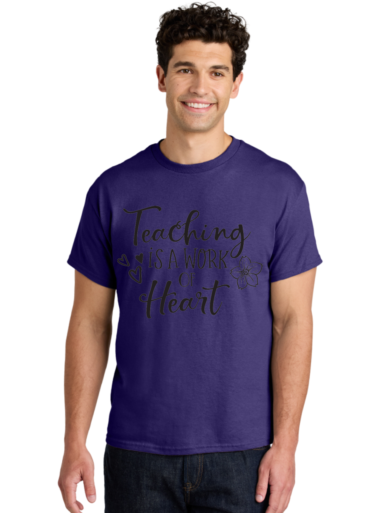 Teaching-Is-A-Work-Of-Heart Men'S Graphic Tee, 100% Cotton, Comfortable Casual Summer Wear, Machine Washable, Inspirational Quote, Teaching Profession, Heartfelt Dedication, Teacher Appreciation, Motivational Phrase, Educational Quotes, Aad223 12